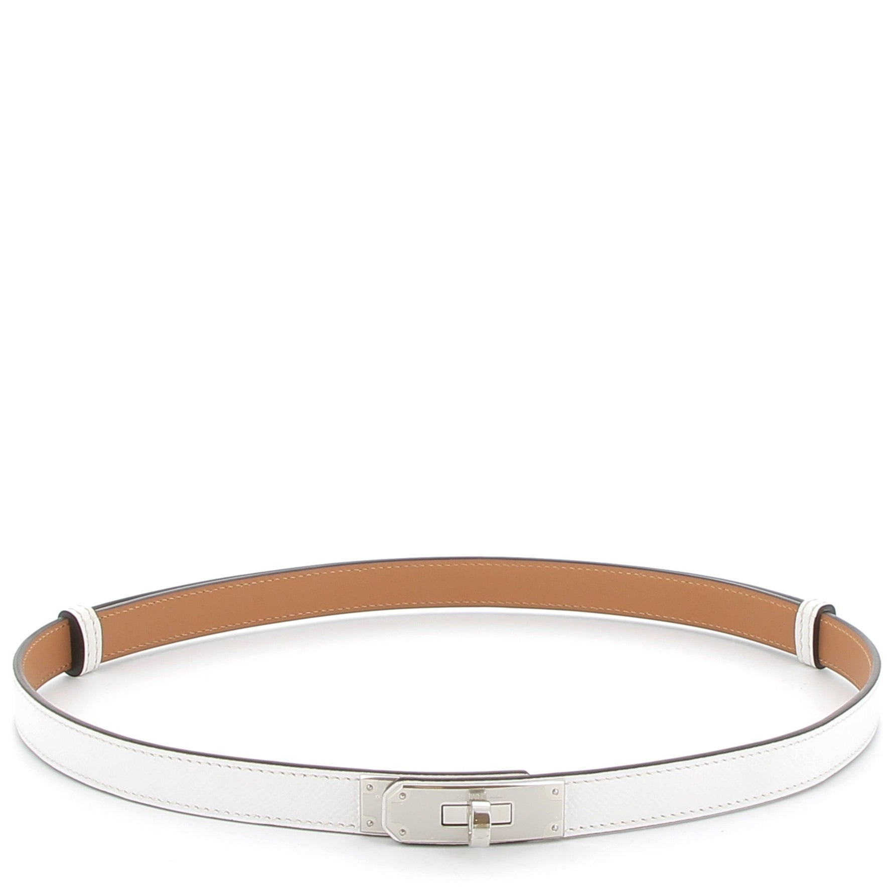 HERMÈS Kelly belt in white Epsom leather with palladium hardware