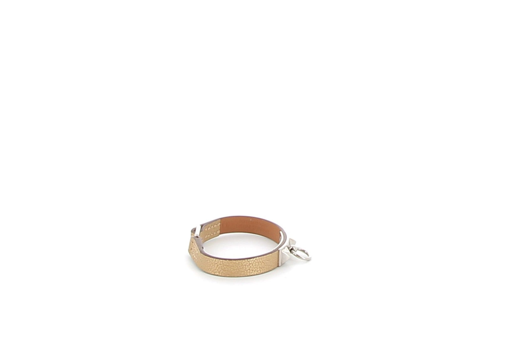 HERMÈS Mini Rivale Bracelet Gold Chèvre Chamkilight brass palladium hardware