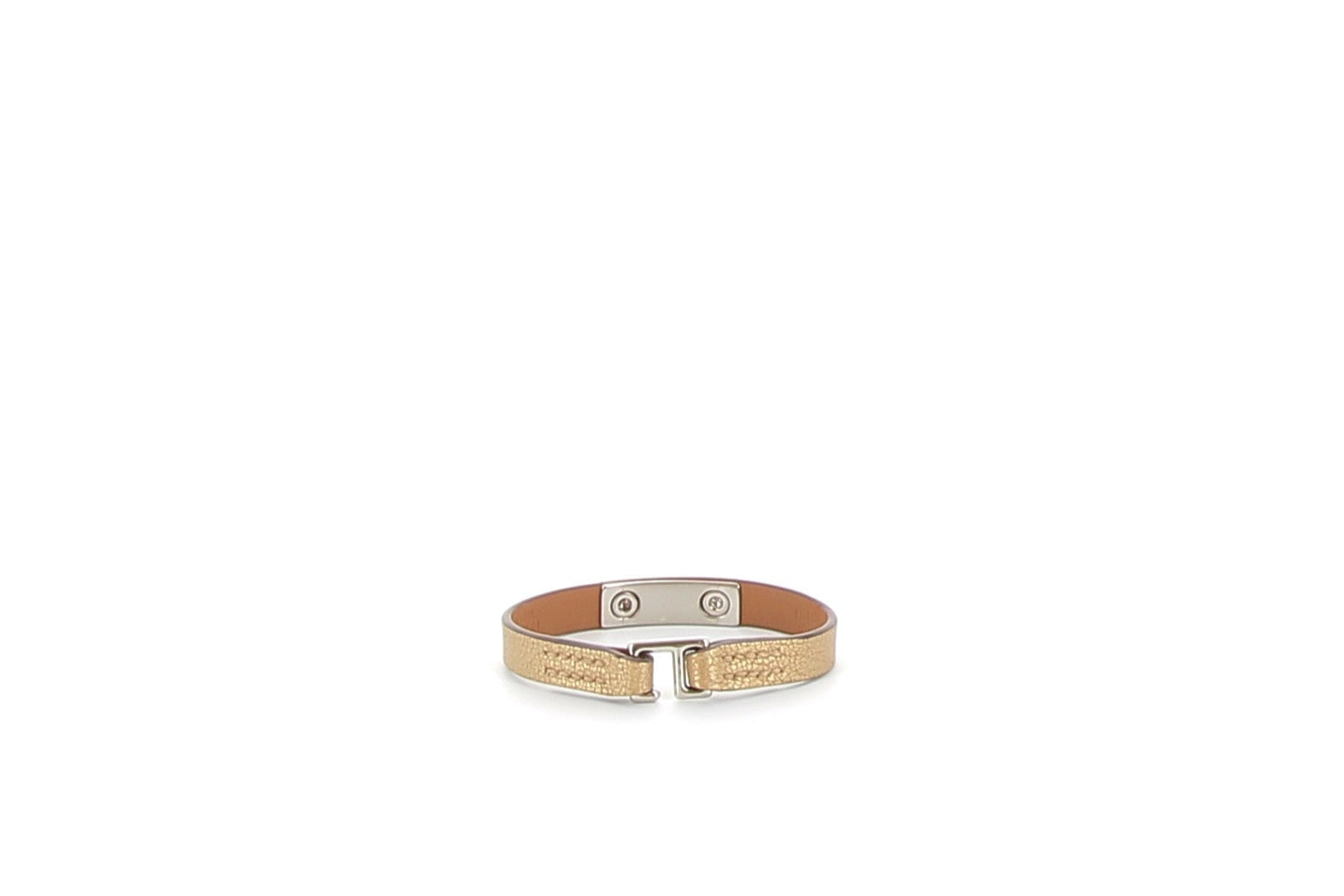 HERMÈS Mini Rivale Bracelet Gold Chèvre Chamkilight brass palladium hardware