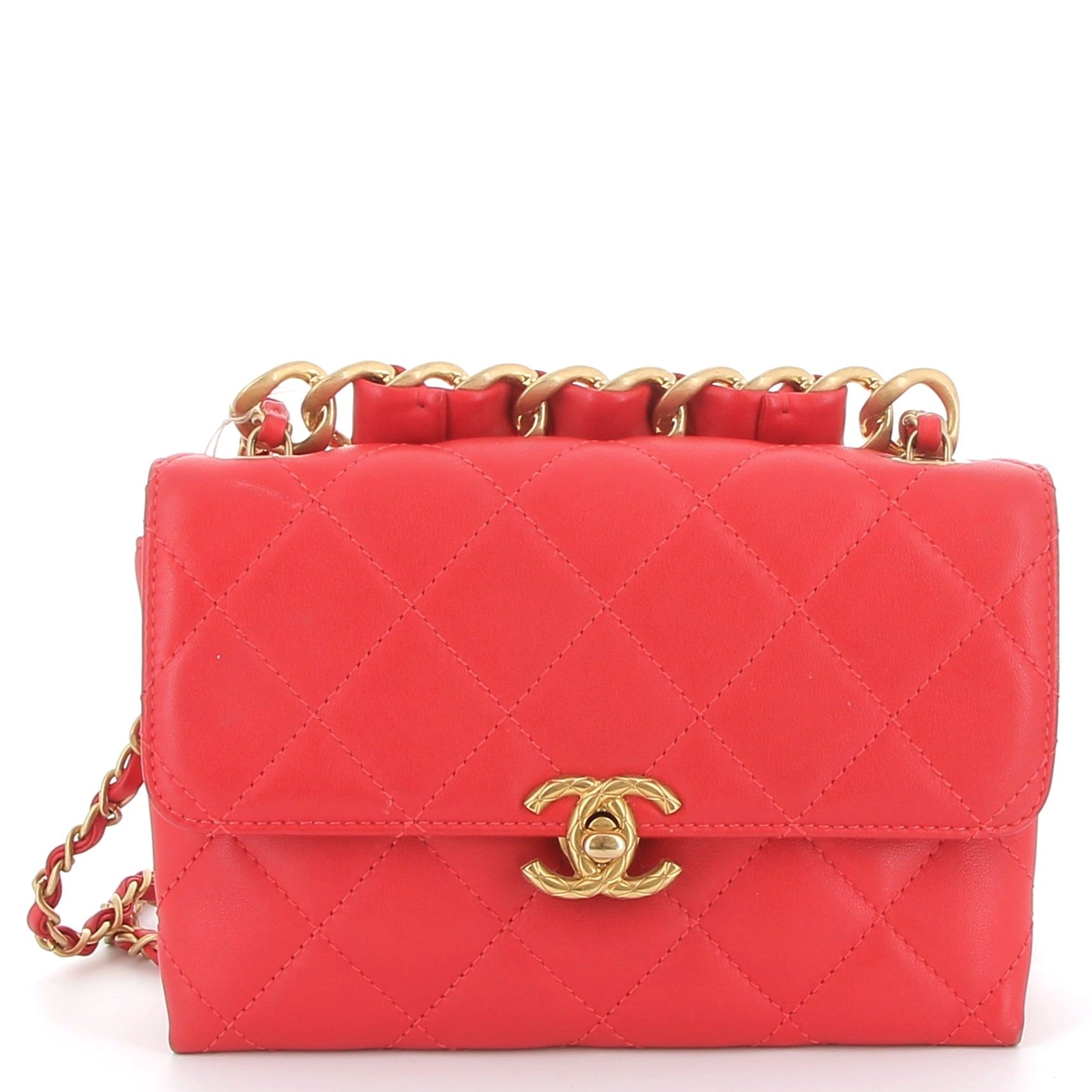 CHANEL Mini Bag Red Quilted Leather