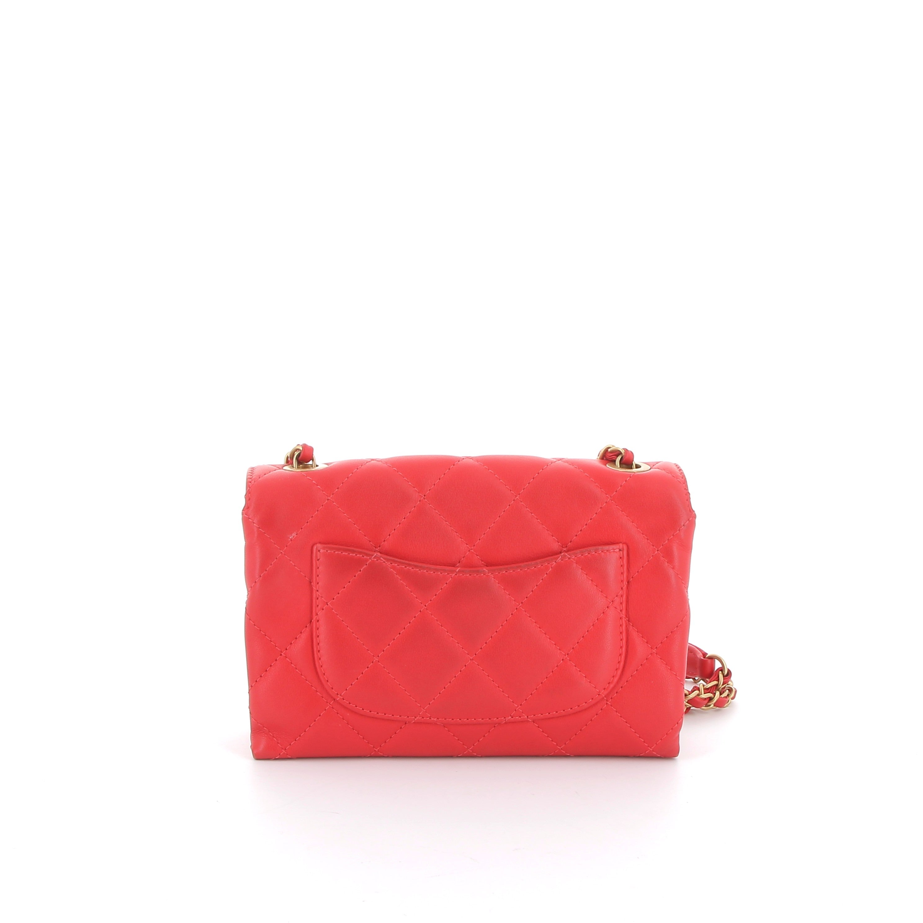 CHANEL Mini Bag Red Quilted Leather
