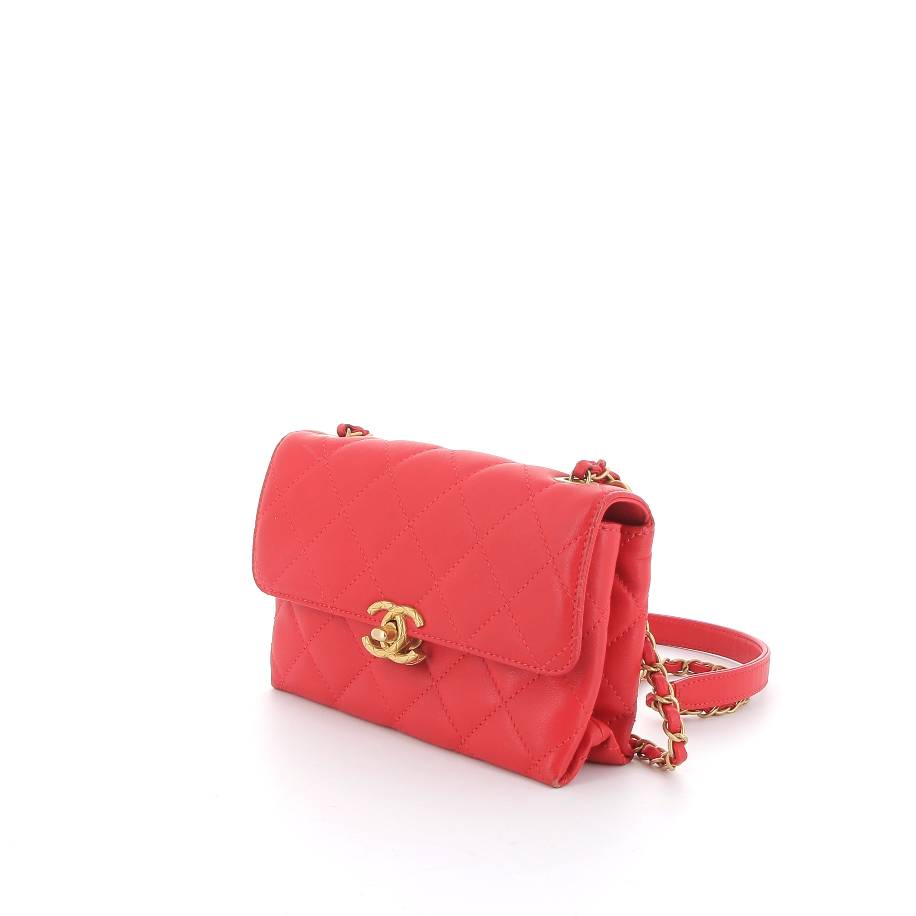 CHANEL Mini Bag Red Quilted Leather