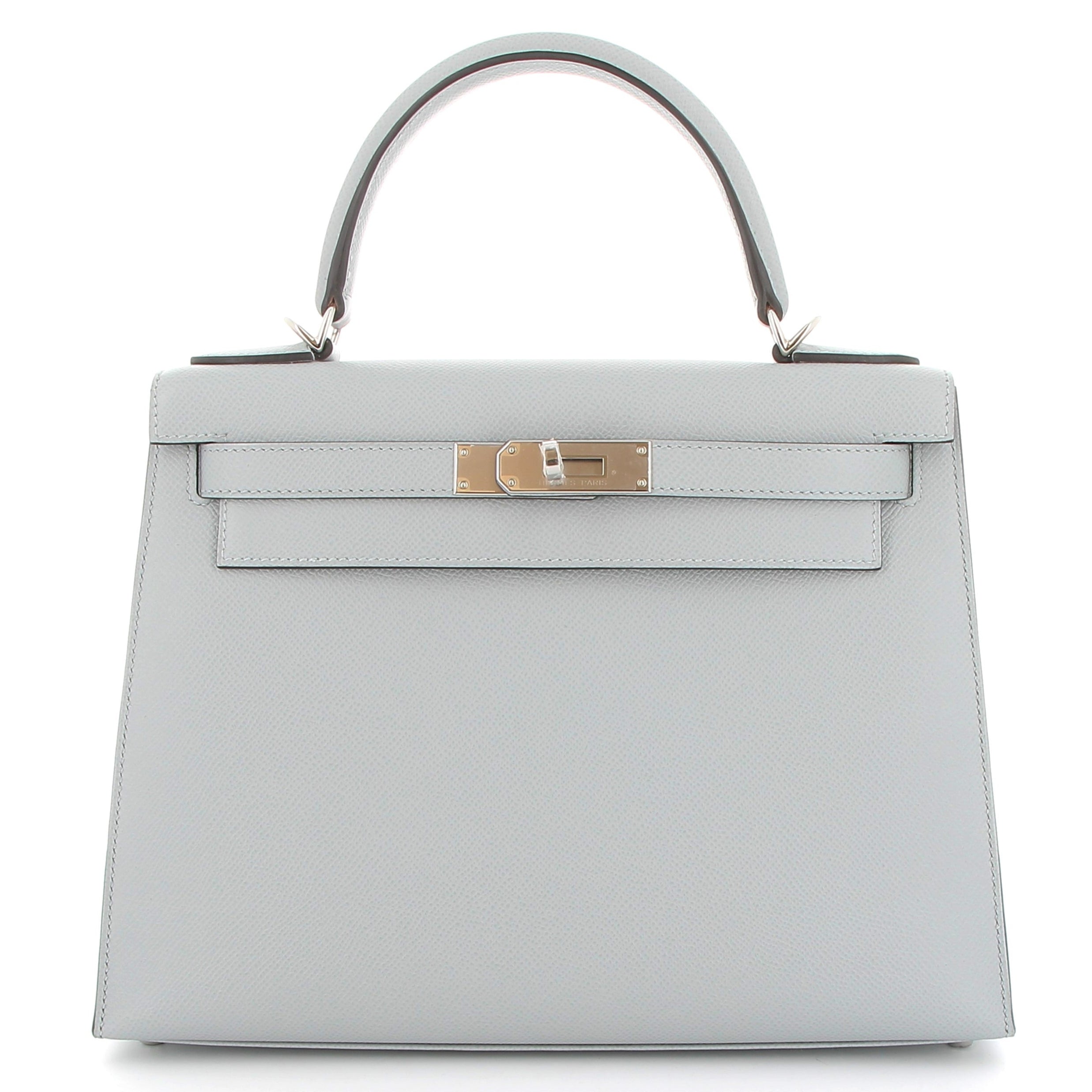 HERMÈS Kelly 28 Bleu Glacier Epsom Palladium hardware
