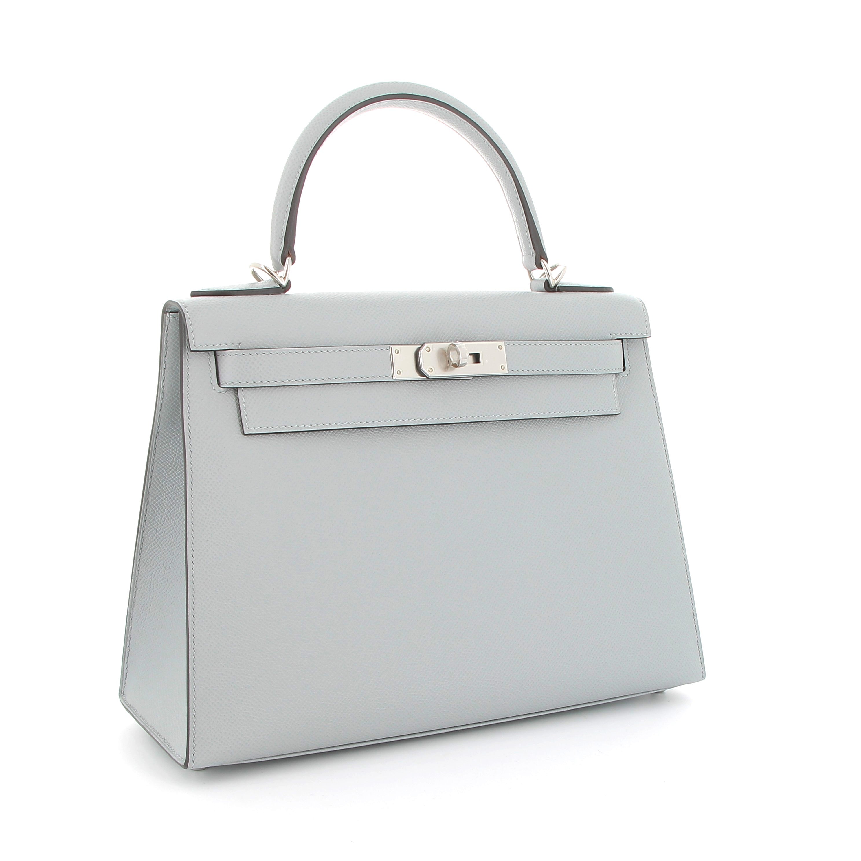 HERMÈS Kelly 28 Bleu Glacier Epsom Palladium hardware