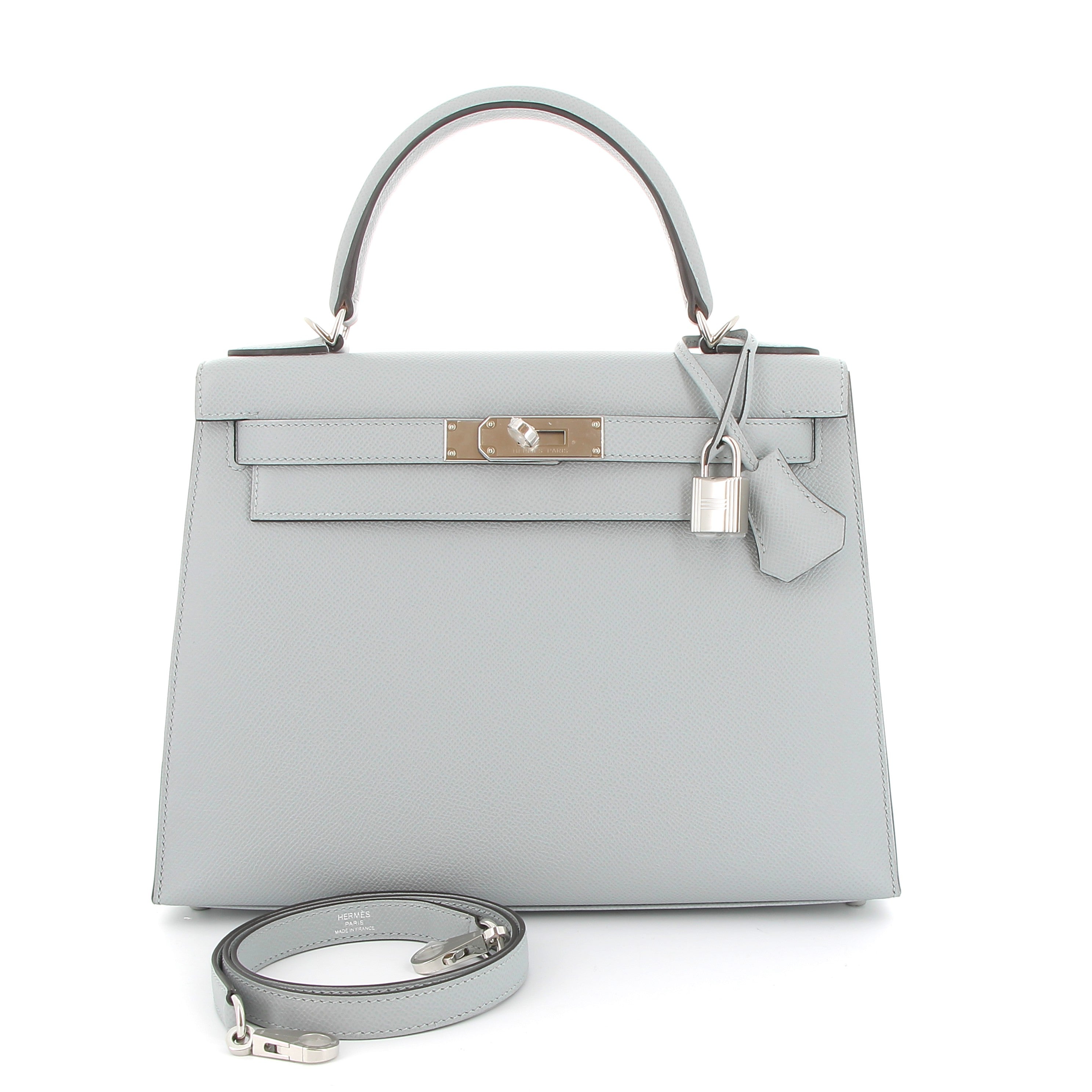 HERMÈS Kelly 28 Bleu Glacier Epsom Palladium hardware