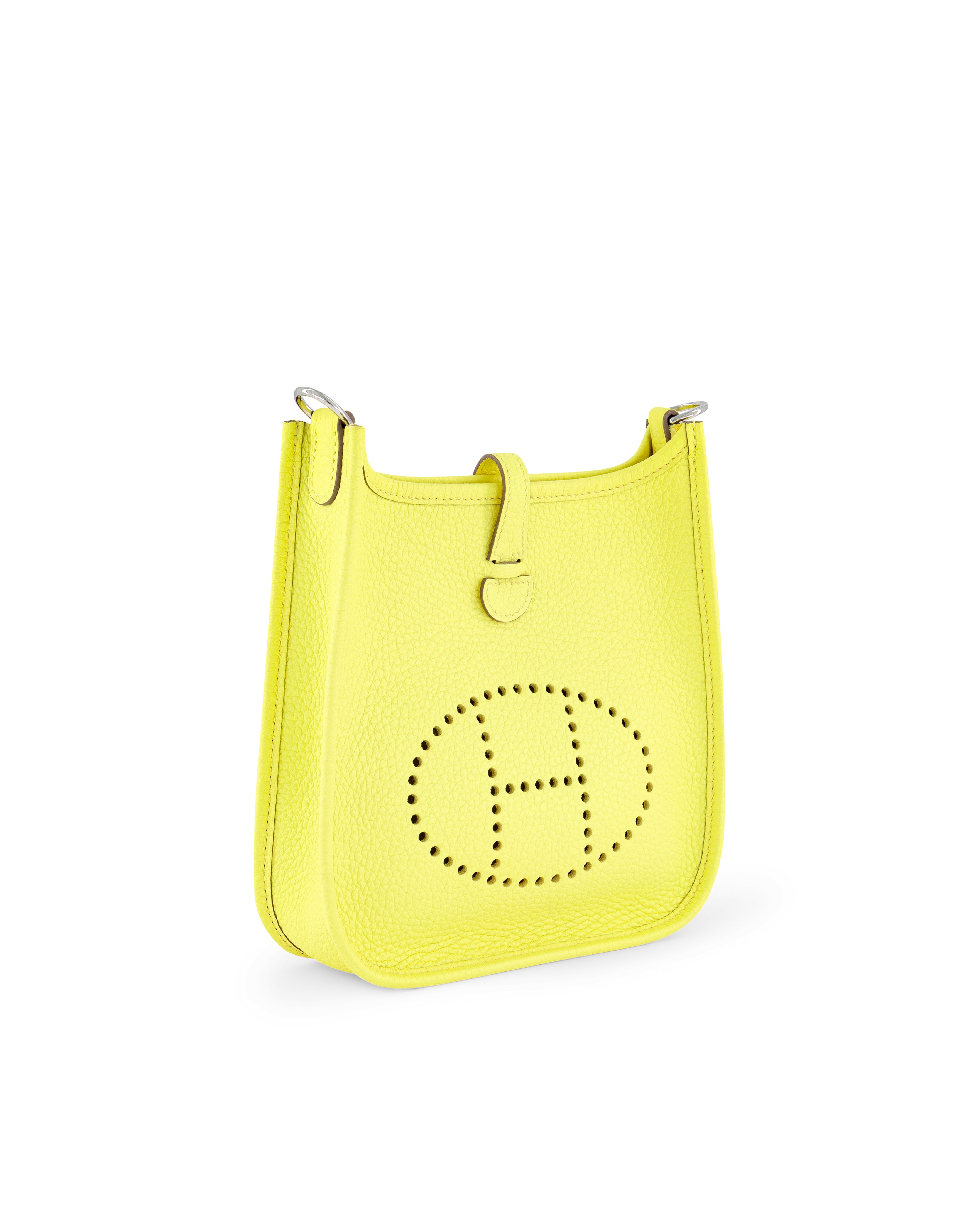 Hermès Mini Evelyne 16cm in Limoncello Taurillon Clémence Leather with Palladium Hardware