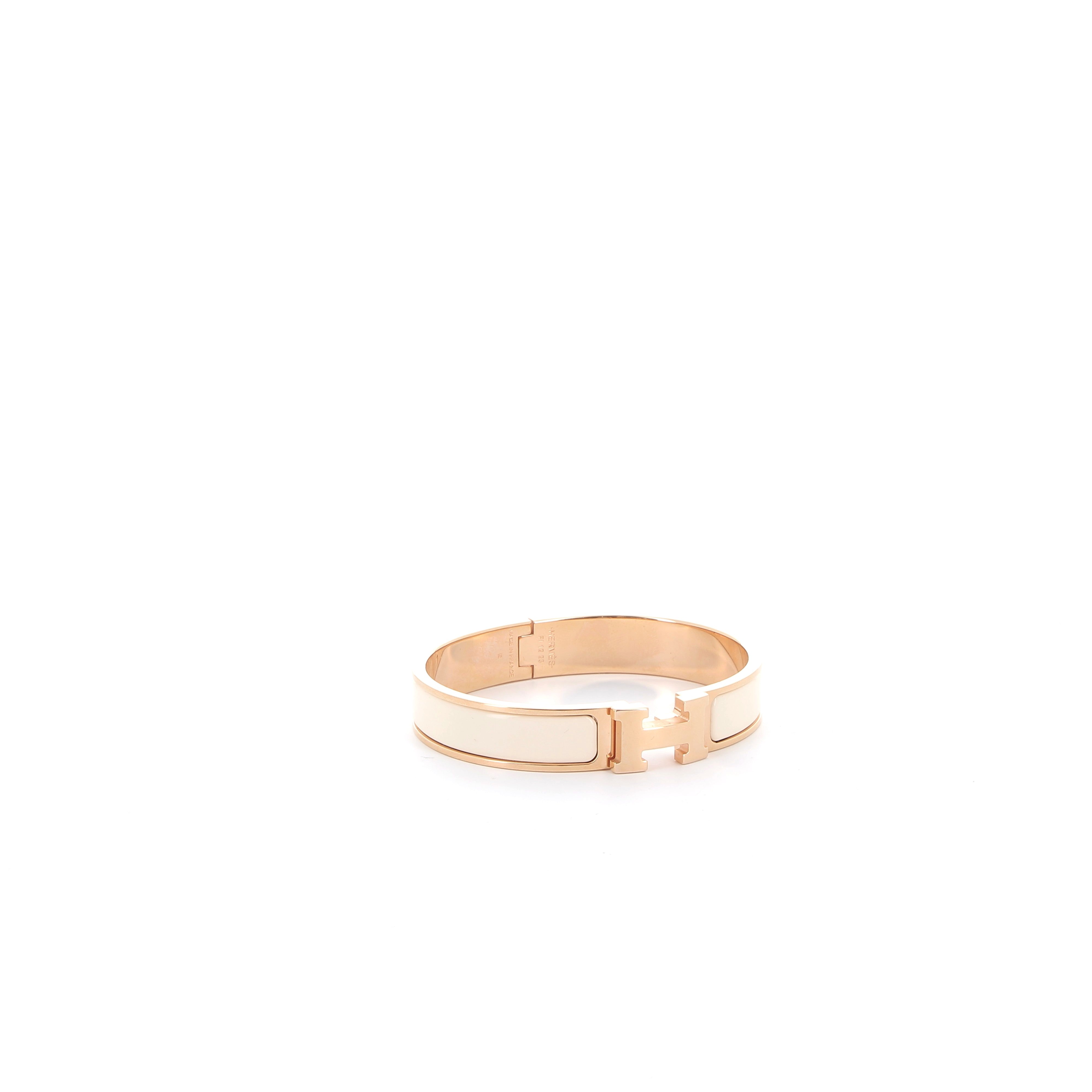 HERMES Clic H Bracelet Cream Gold hardware