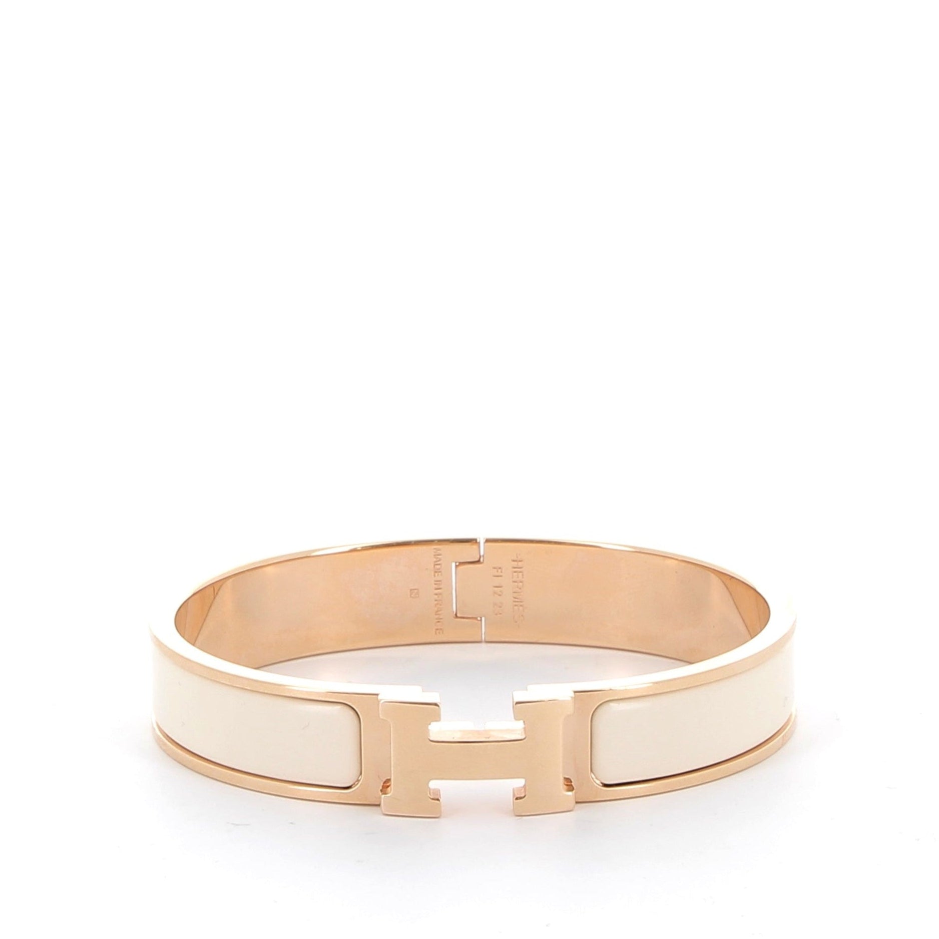 HERMES Clic H Bracelet Cream Gold hardware