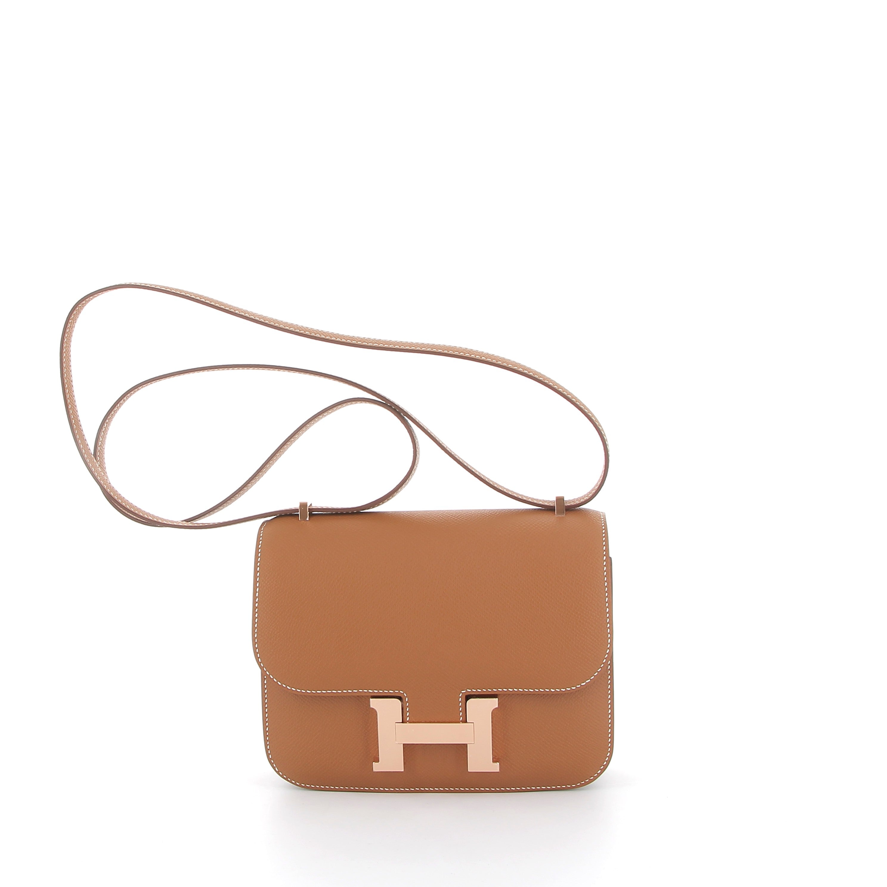 Hermès Constance 18cm in Gold Epsom Leather with Rose Gold Hardware
