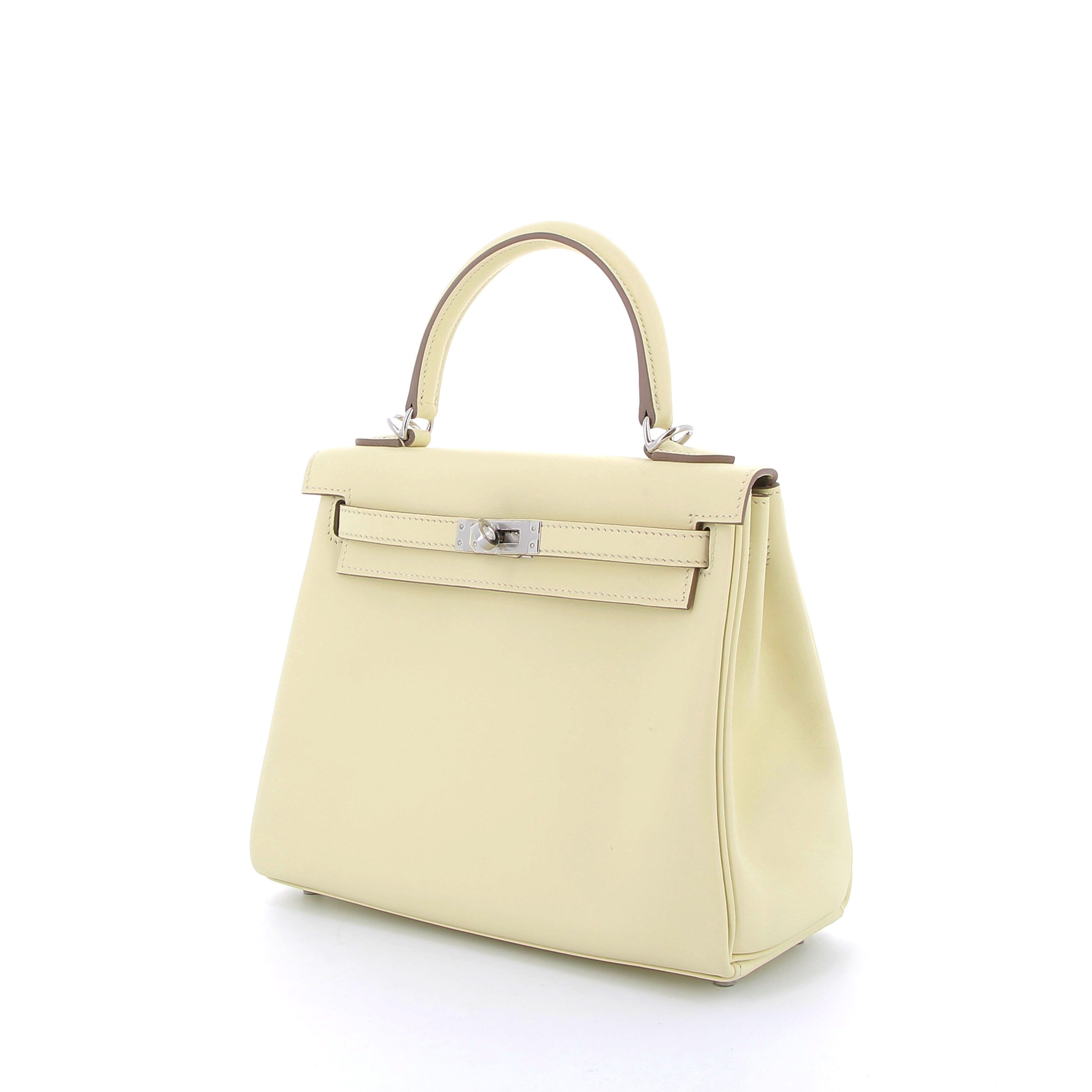 HERMÈS Kelly 25 Yellow Milton Swift Palladium Hardware