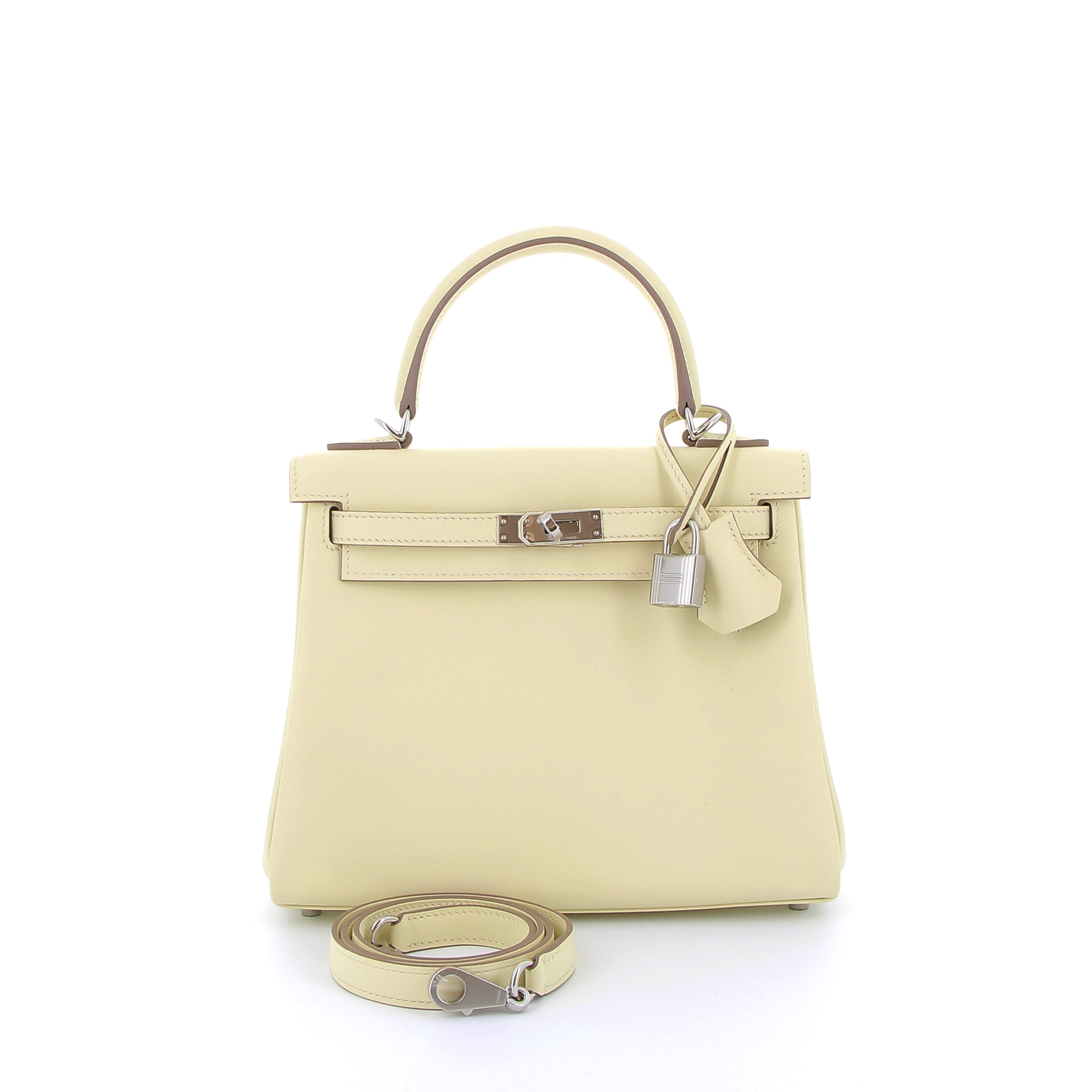 HERMÈS Kelly 25 Yellow Milton Swift Palladium Hardware