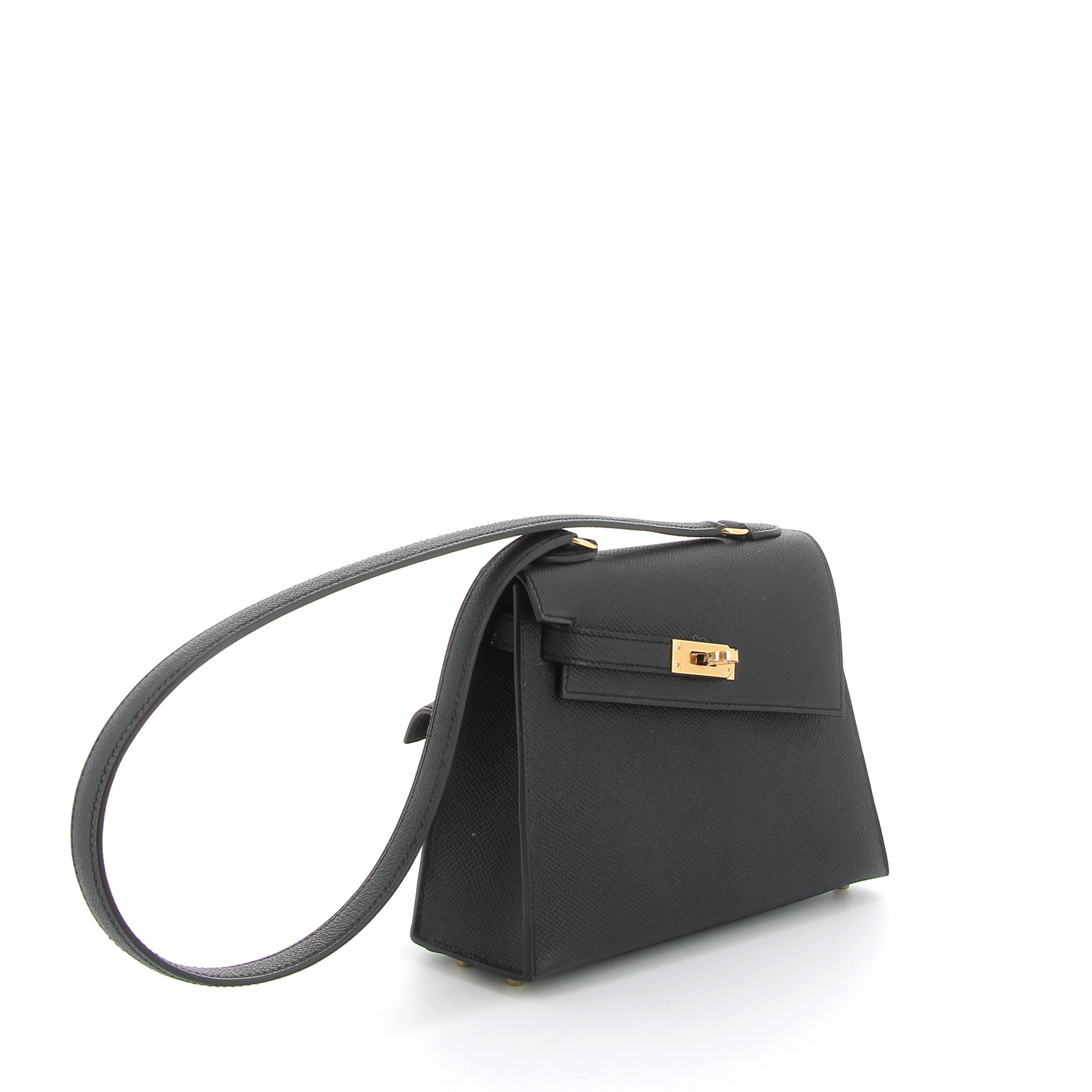 HERMES Kelly Sellier En Désordre 20 Noir Epsom Gold Hardware