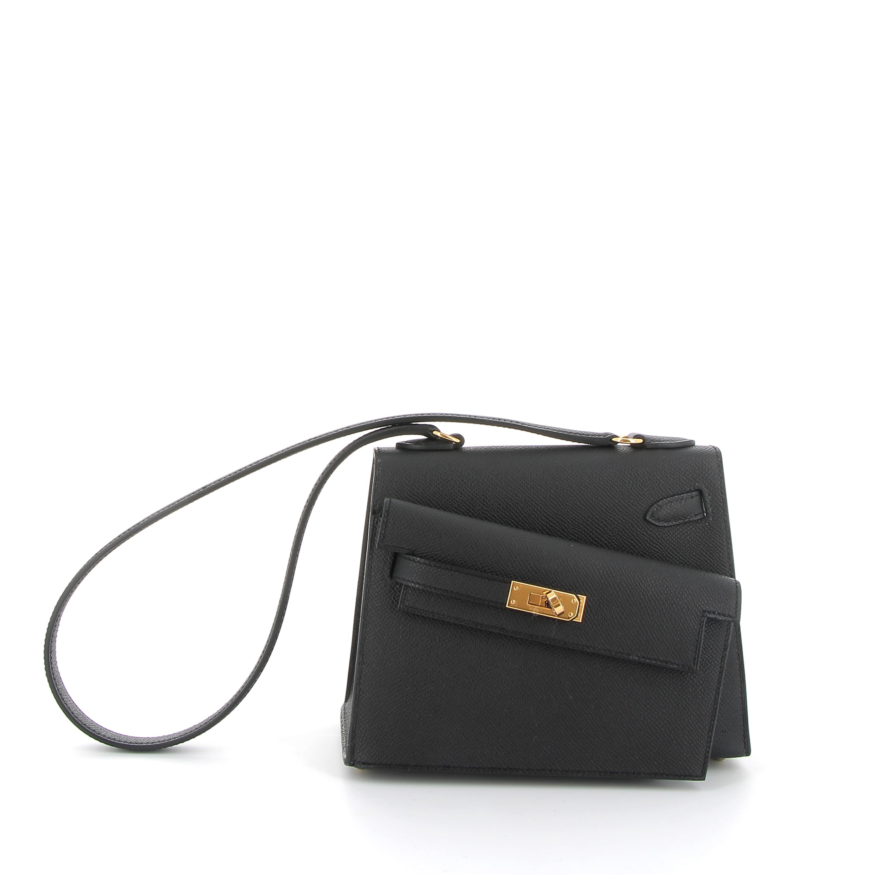 HERMES Kelly Sellier En Désordre 20 Noir Epsom Gold Hardware