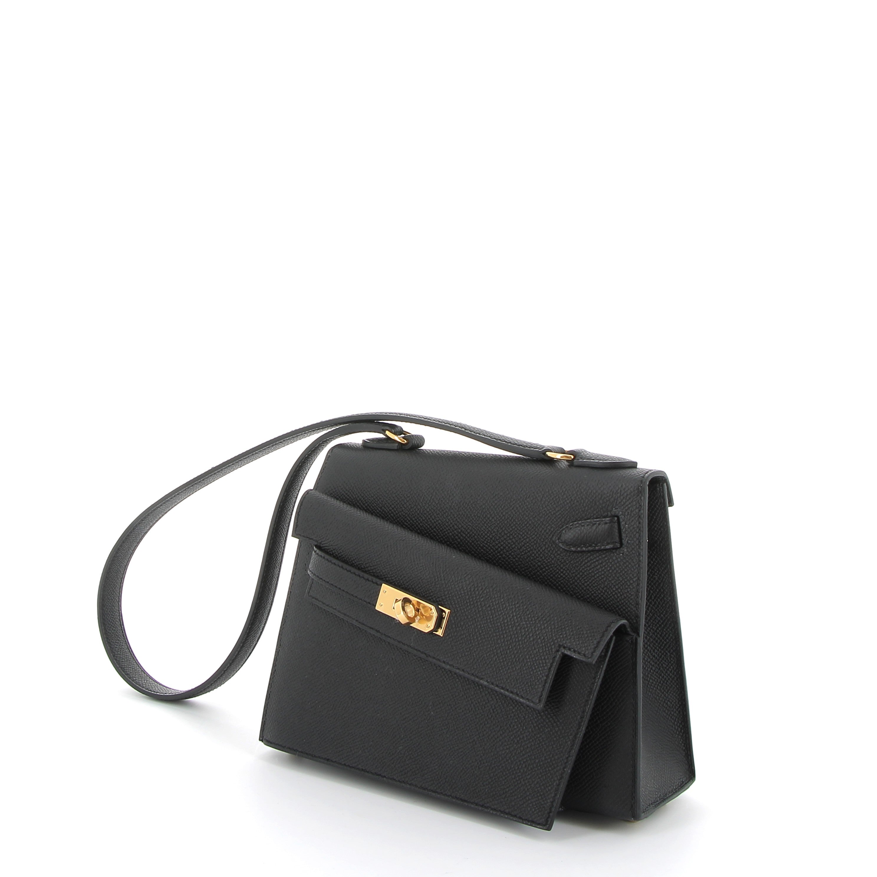 HERMES Kelly Sellier En Désordre 20 Noir Epsom Gold Hardware