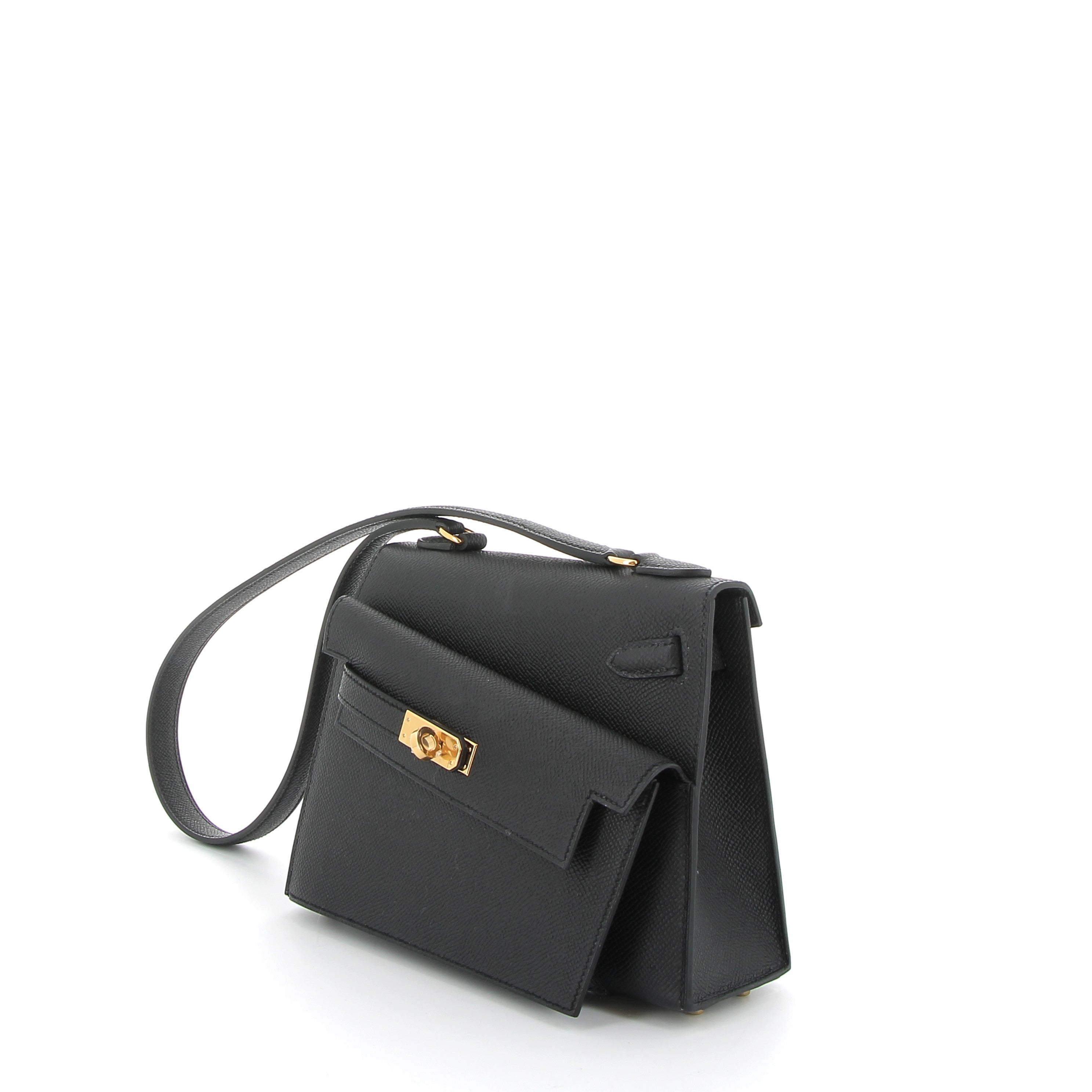 HERMES Kelly Sellier En Désordre 20 Noir Epsom Gold Hardware