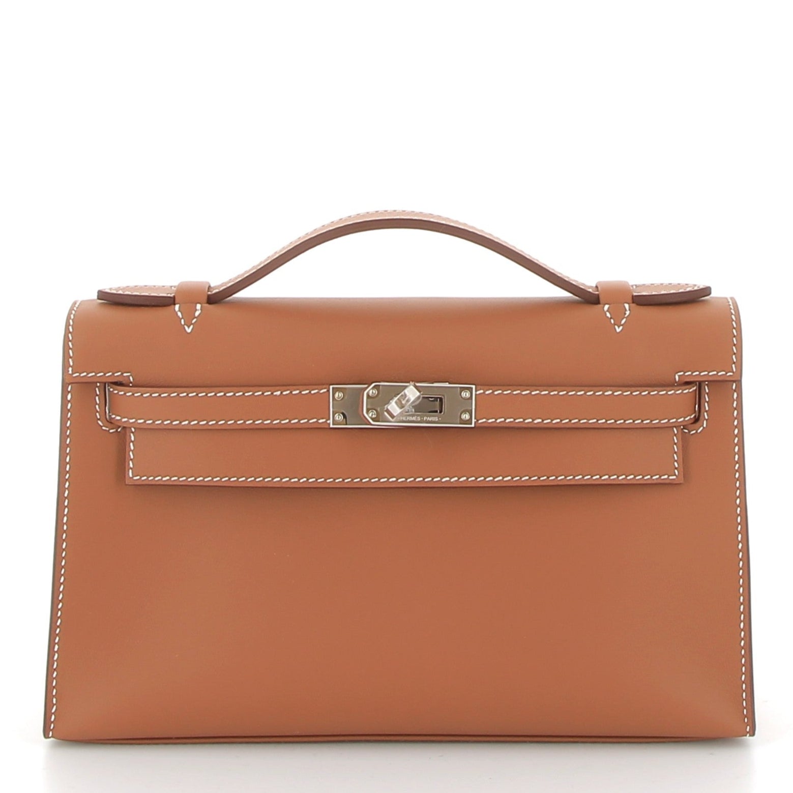 HERMES Kelly Pochette Gold Swift Palladium hardware
