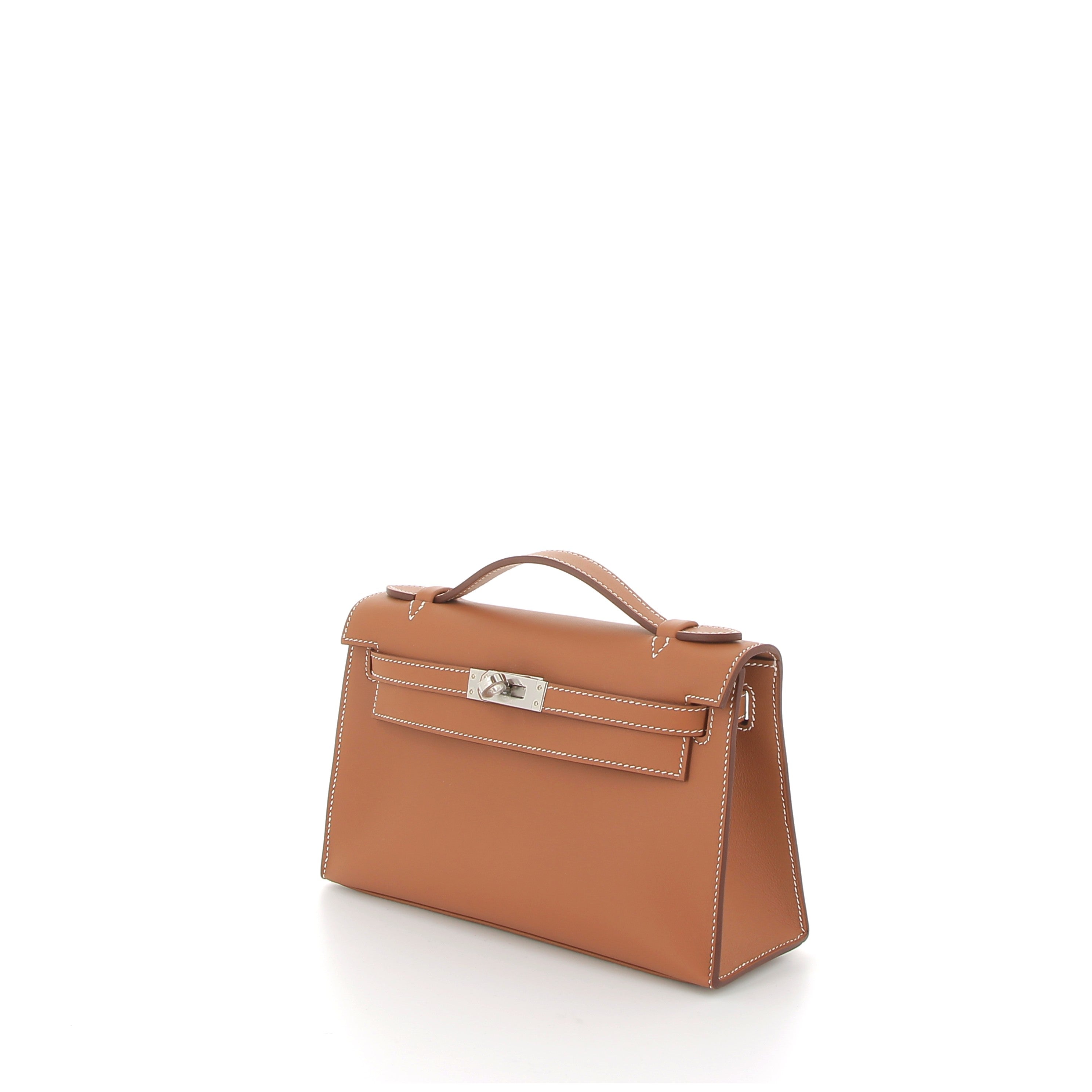 HERMES Kelly Pochette Gold Swift Palladium hardware