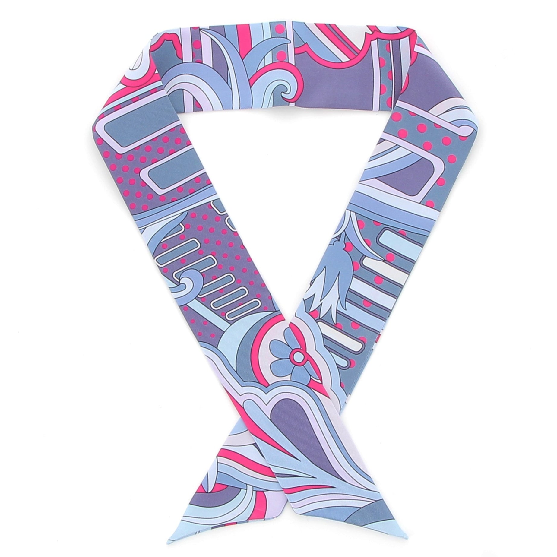 HERMES Twilly Faubourg Rainbow Bleu jean/Rose vif