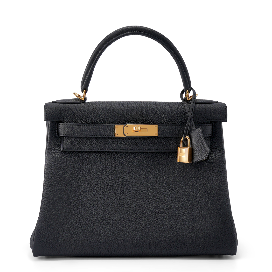 HERMES Kelly 28 Noir Togo Gold Hardware