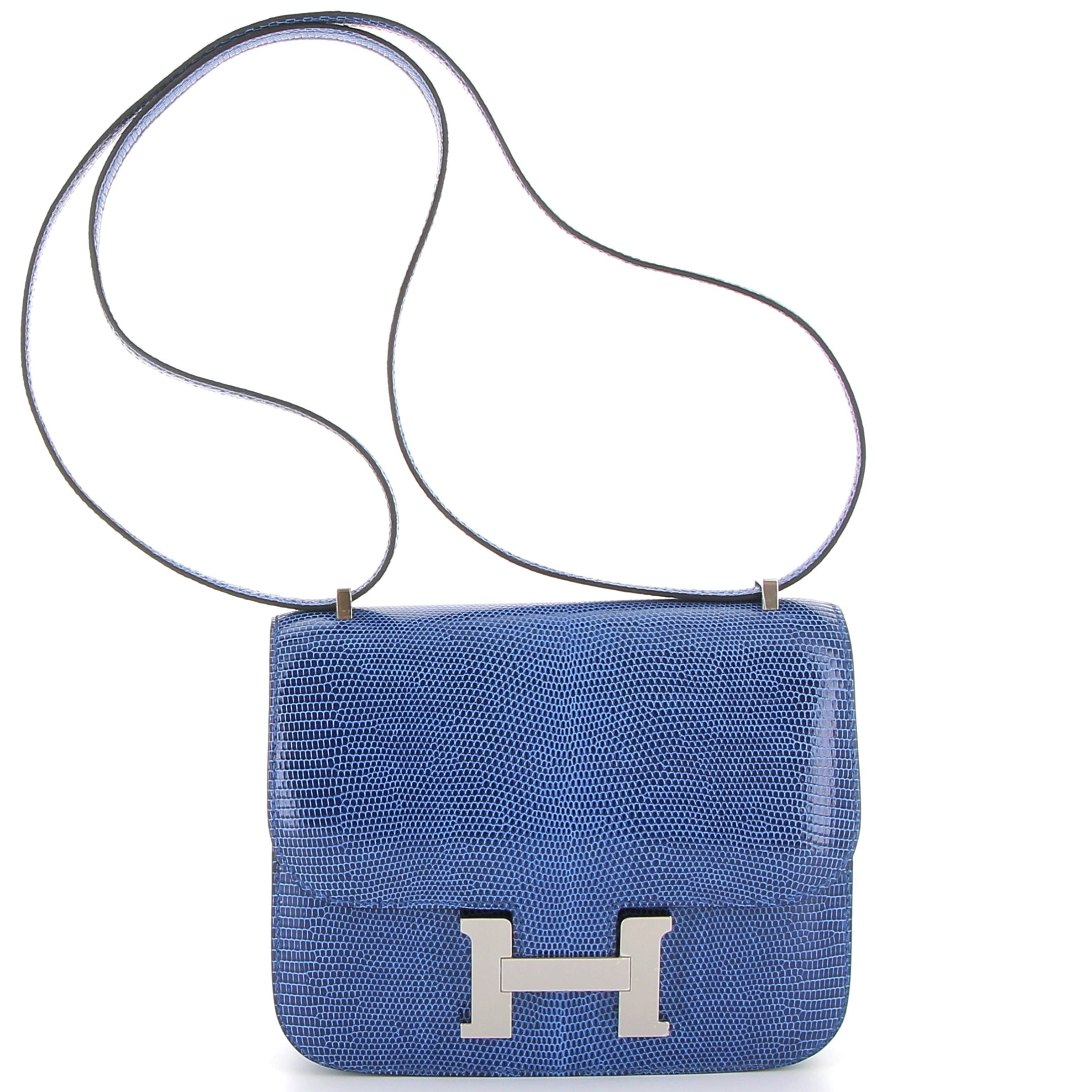 HERMÈS Constance 18 Bleu Saphir Lizard