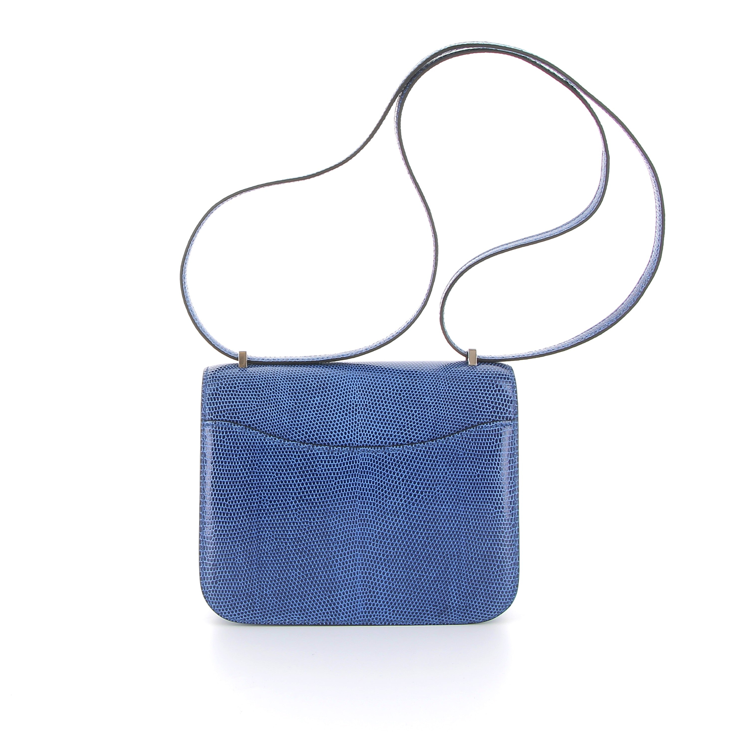 Hermès Constance 18cm Bleu Saphir Lizard with Palladium Hardware