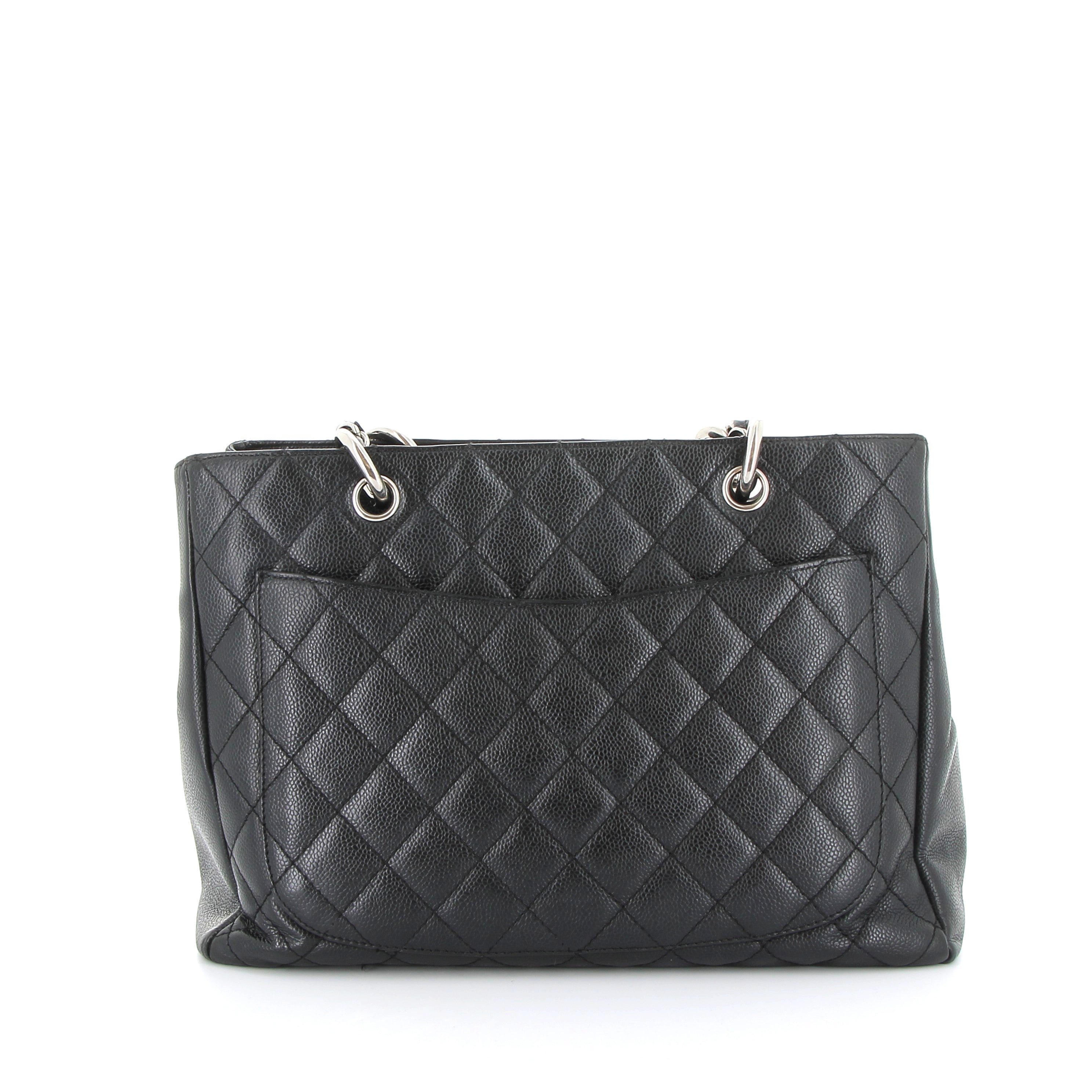 Chanel Grand Shopper Tote Noir Caviar Leather with Silver Hardware