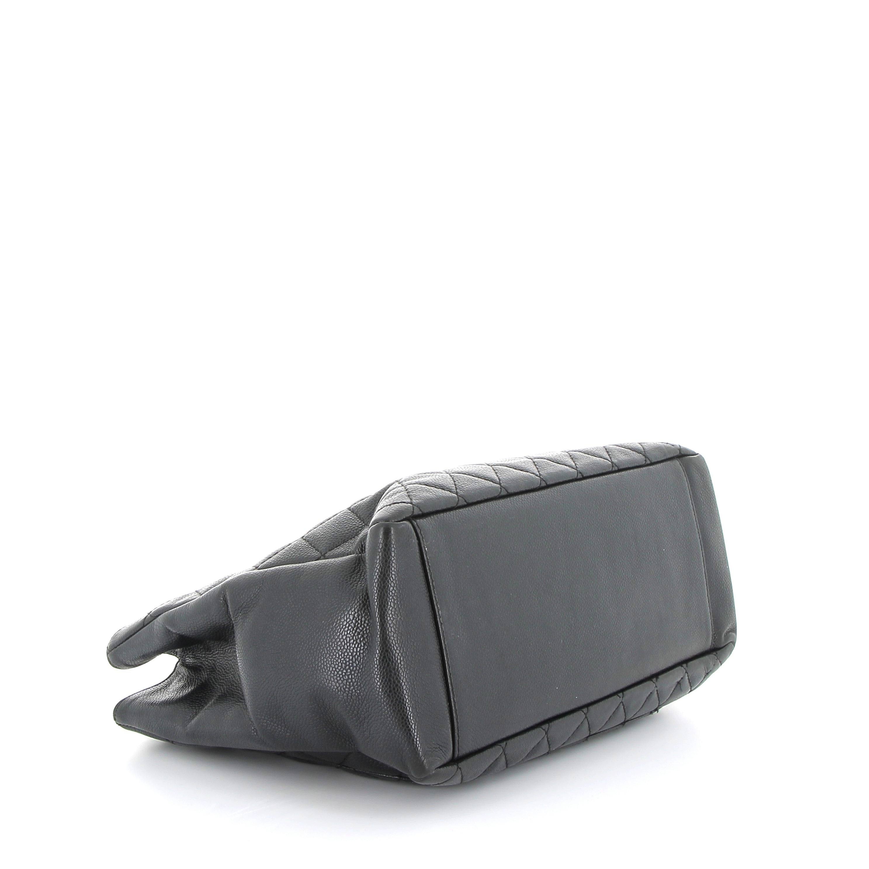 Chanel Grand Shopper Tote Noir Caviar Leather with Silver Hardware