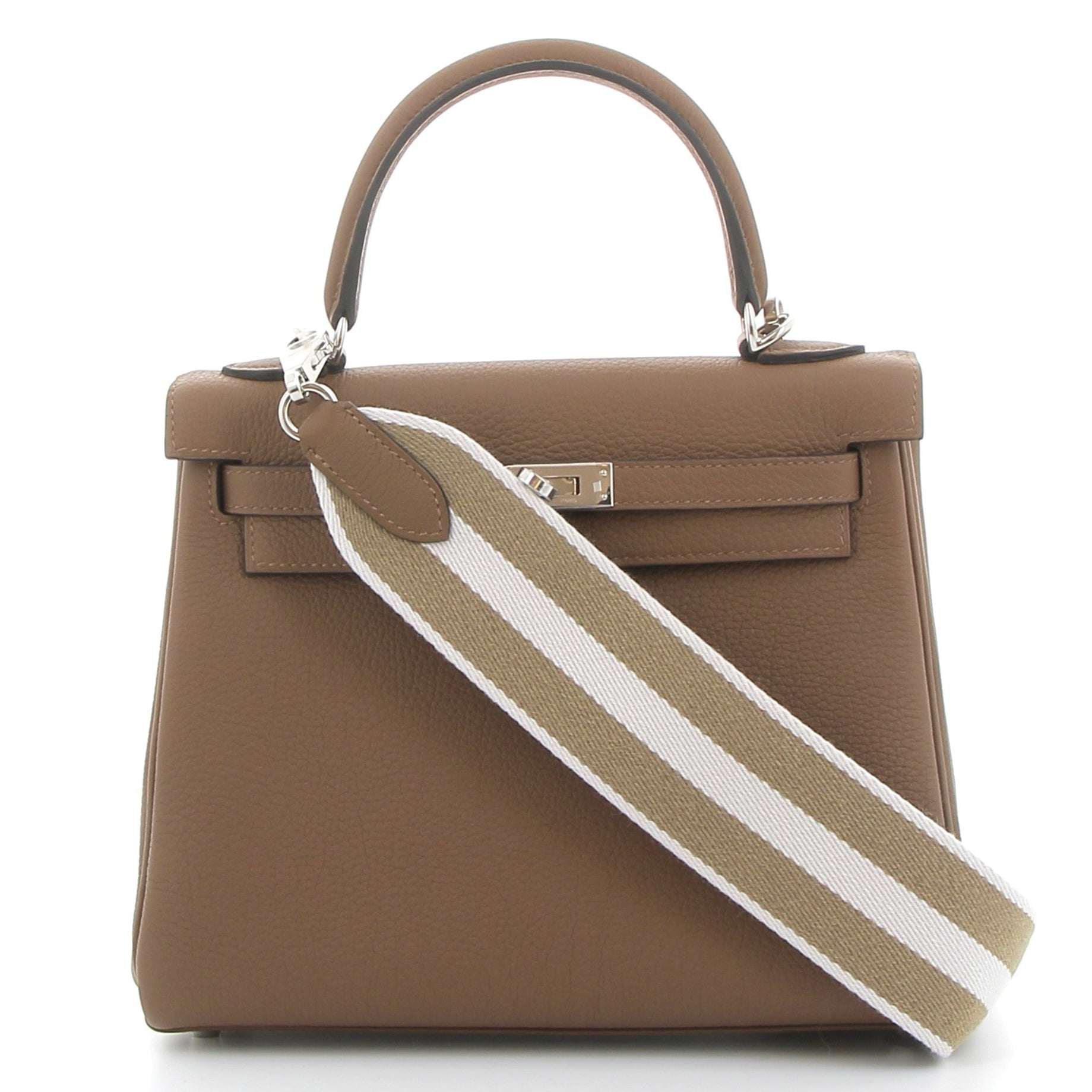 HERMES Kelly 25 Alezan 2 in 1 Strap Beige Marfa Togo Palladium hardware