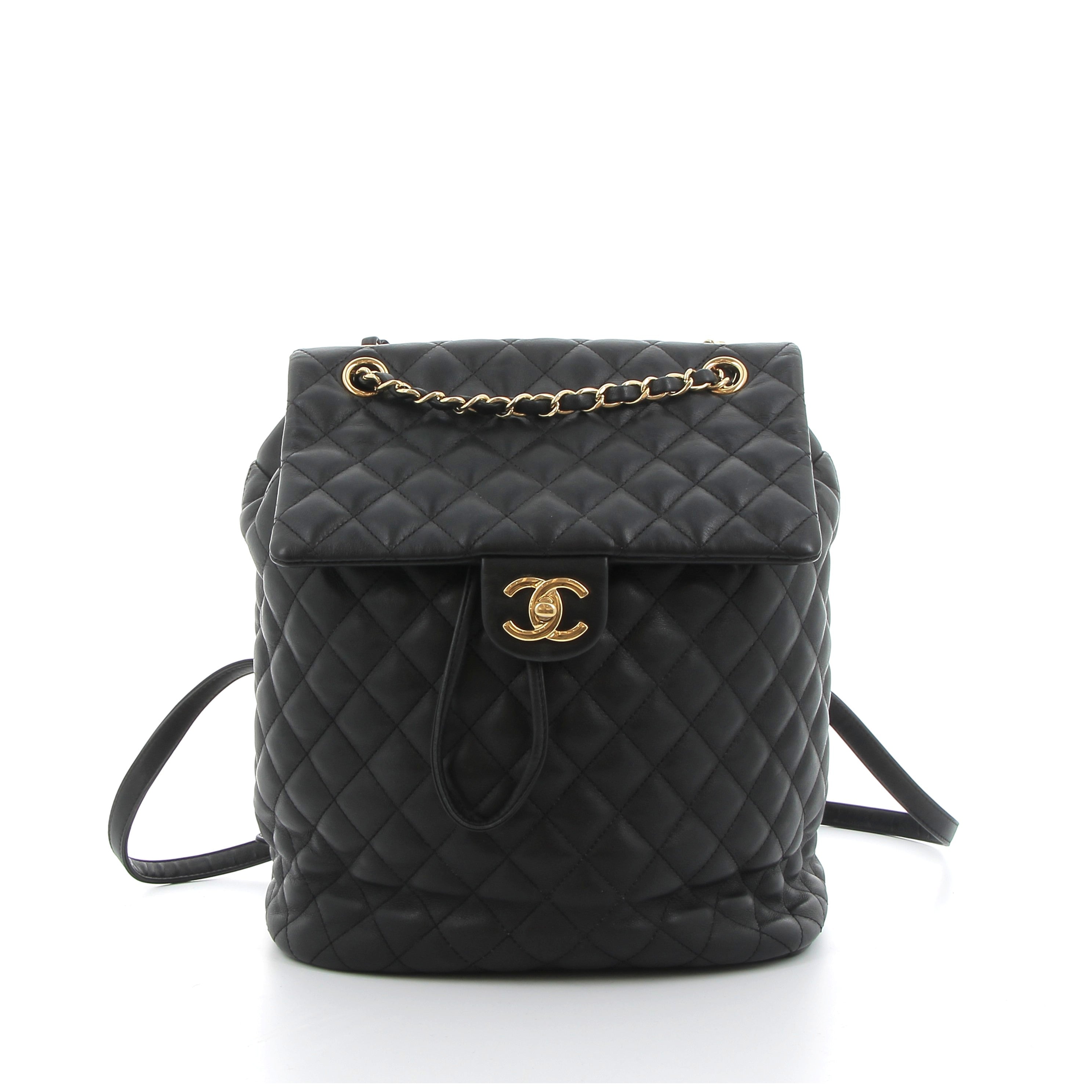 Chanel Noir Quilted Urban Spirit Backpack with Gold Hardware