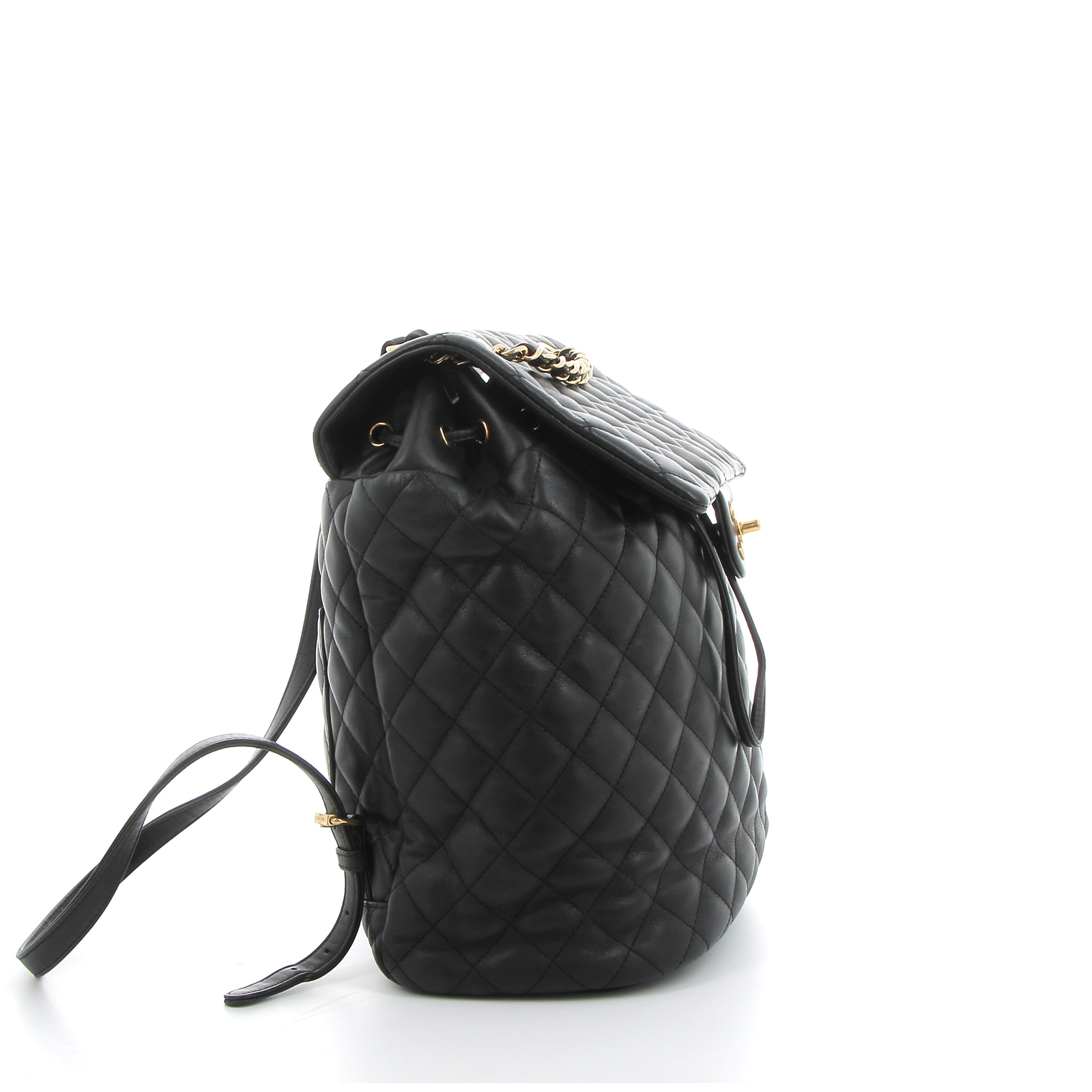 Chanel Noir Quilted Urban Spirit Backpack with Gold Hardware