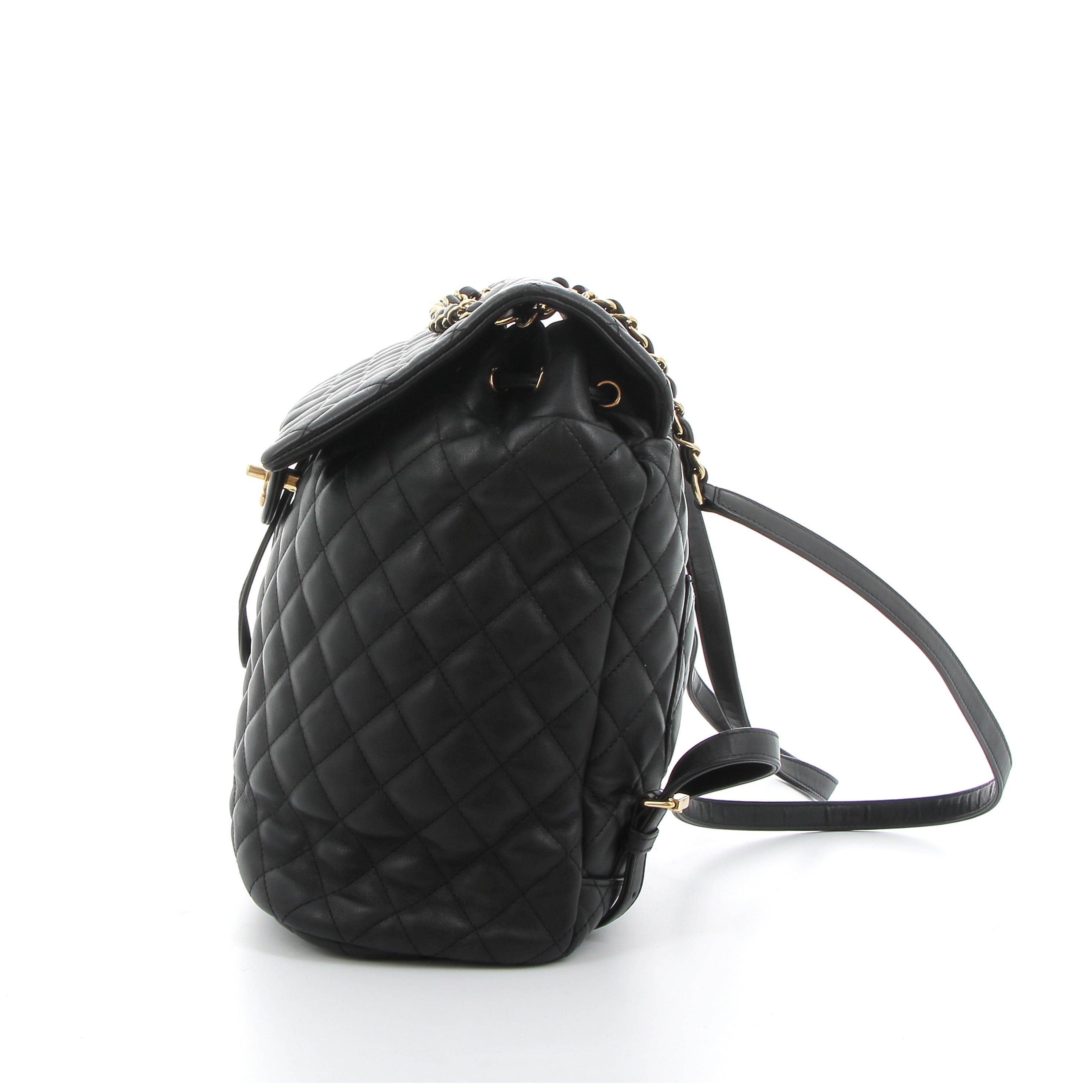 Chanel Noir Quilted Urban Spirit Backpack with Gold Hardware