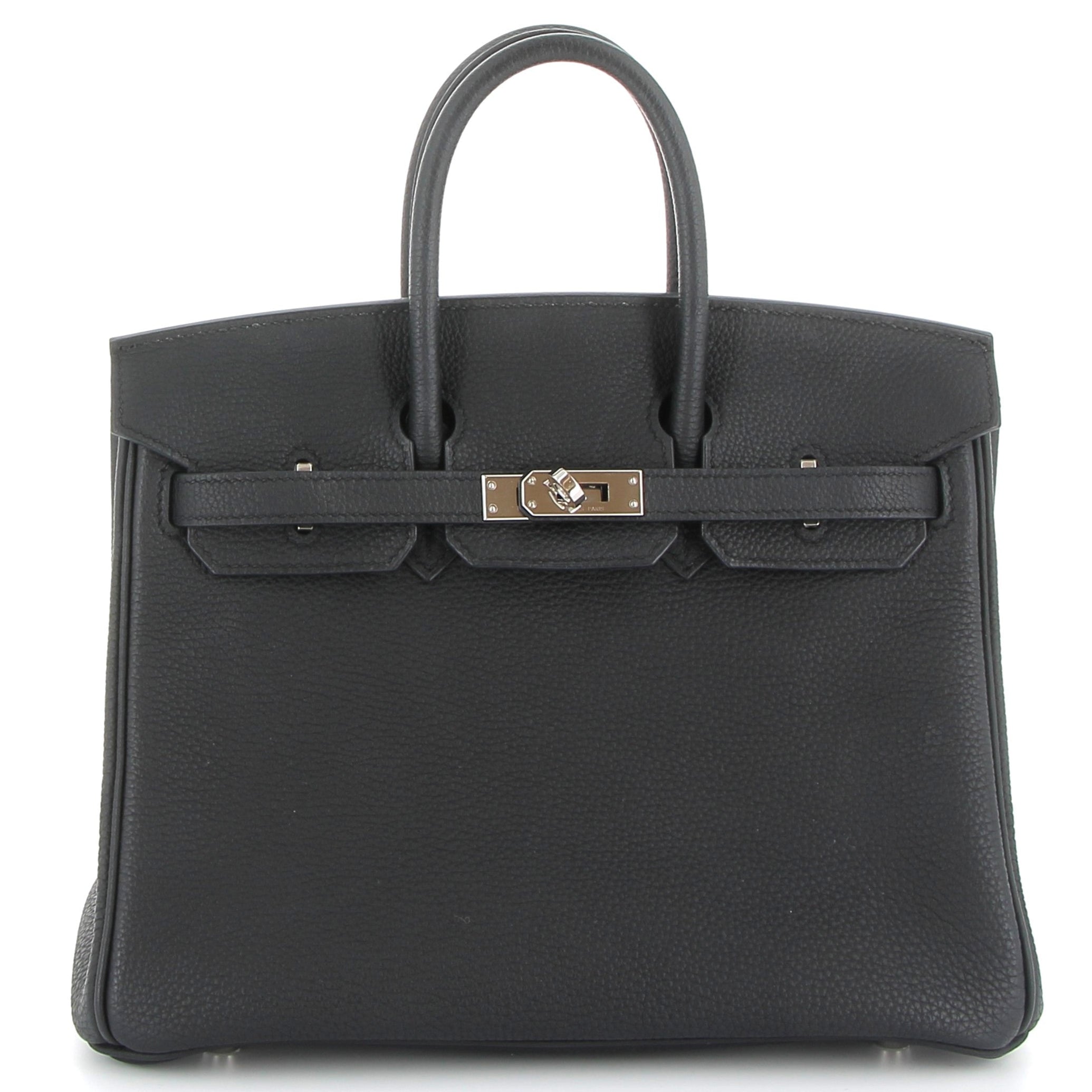 HERMÈS Birkin 25 Noir Togo Leather Palladium Hardware