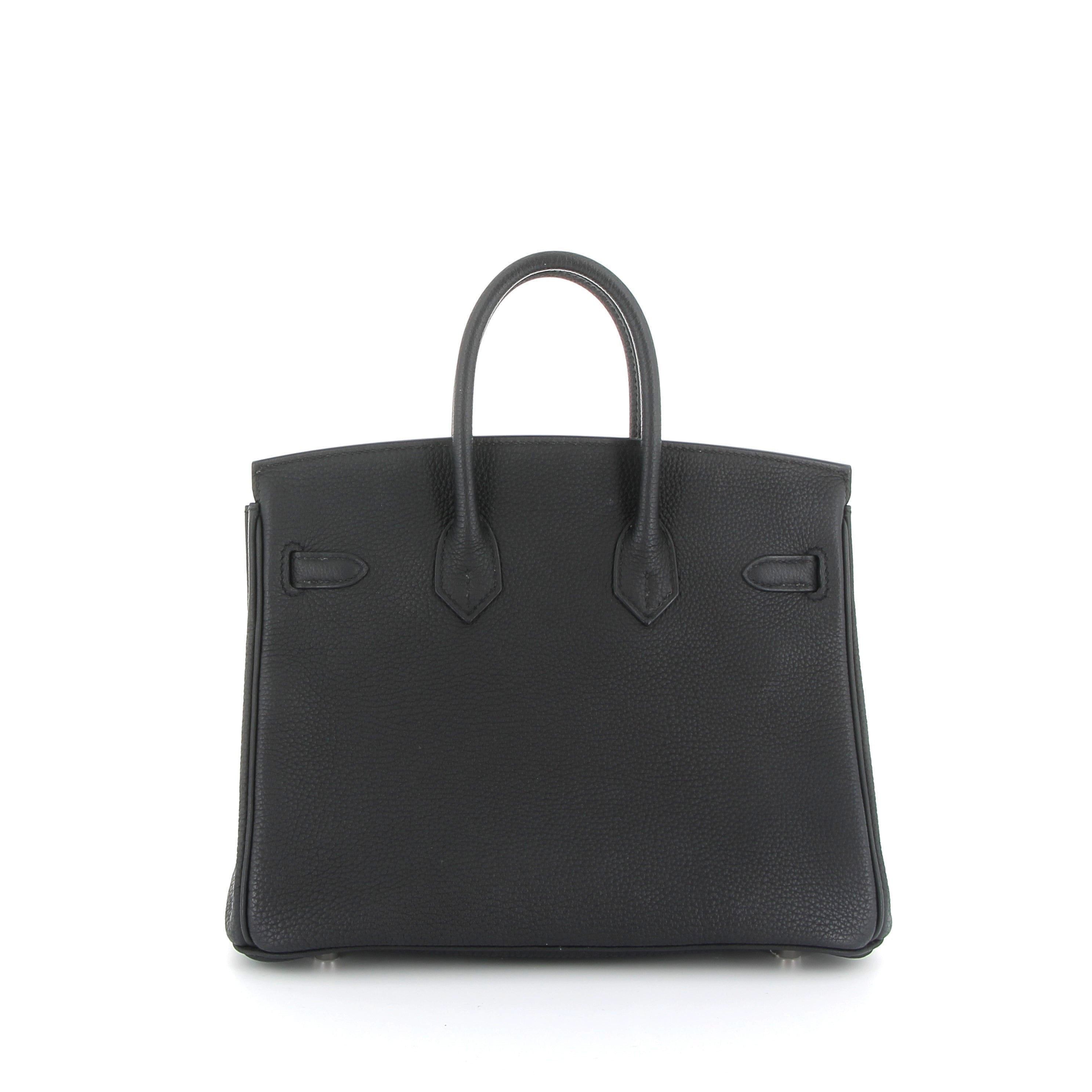 HERMÈS Birkin 25 Noir Togo Leather Palladium Hardware