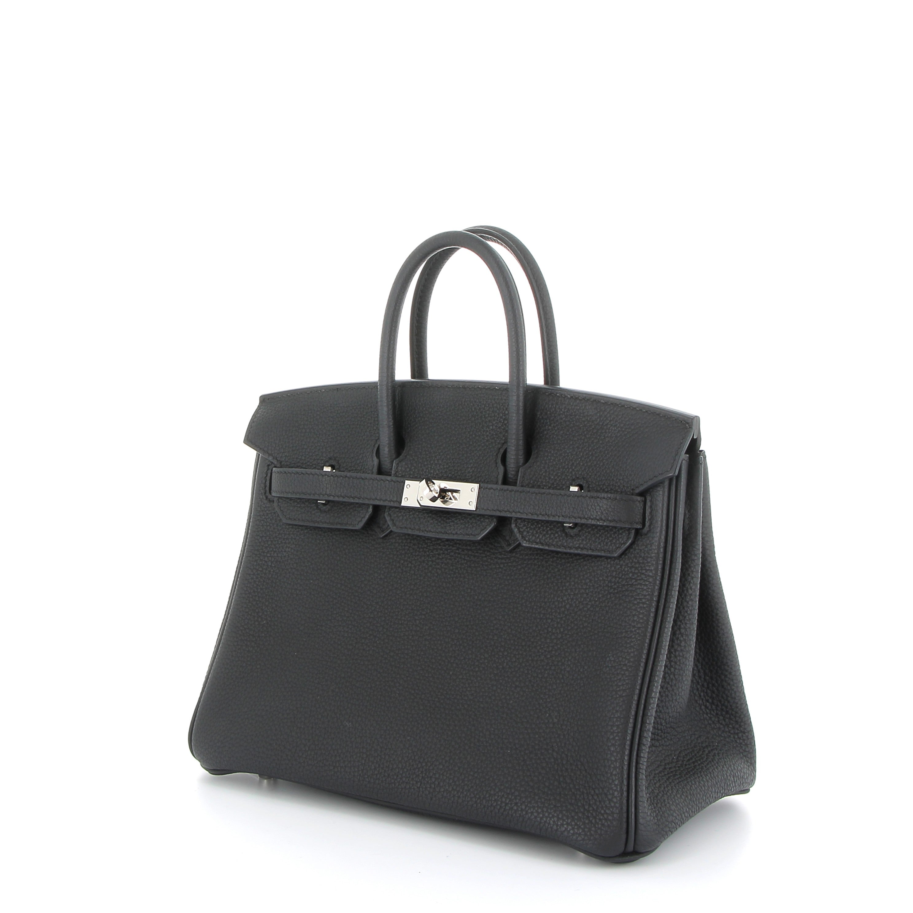 HERMÈS Birkin 25 Noir Togo Leather Palladium Hardware