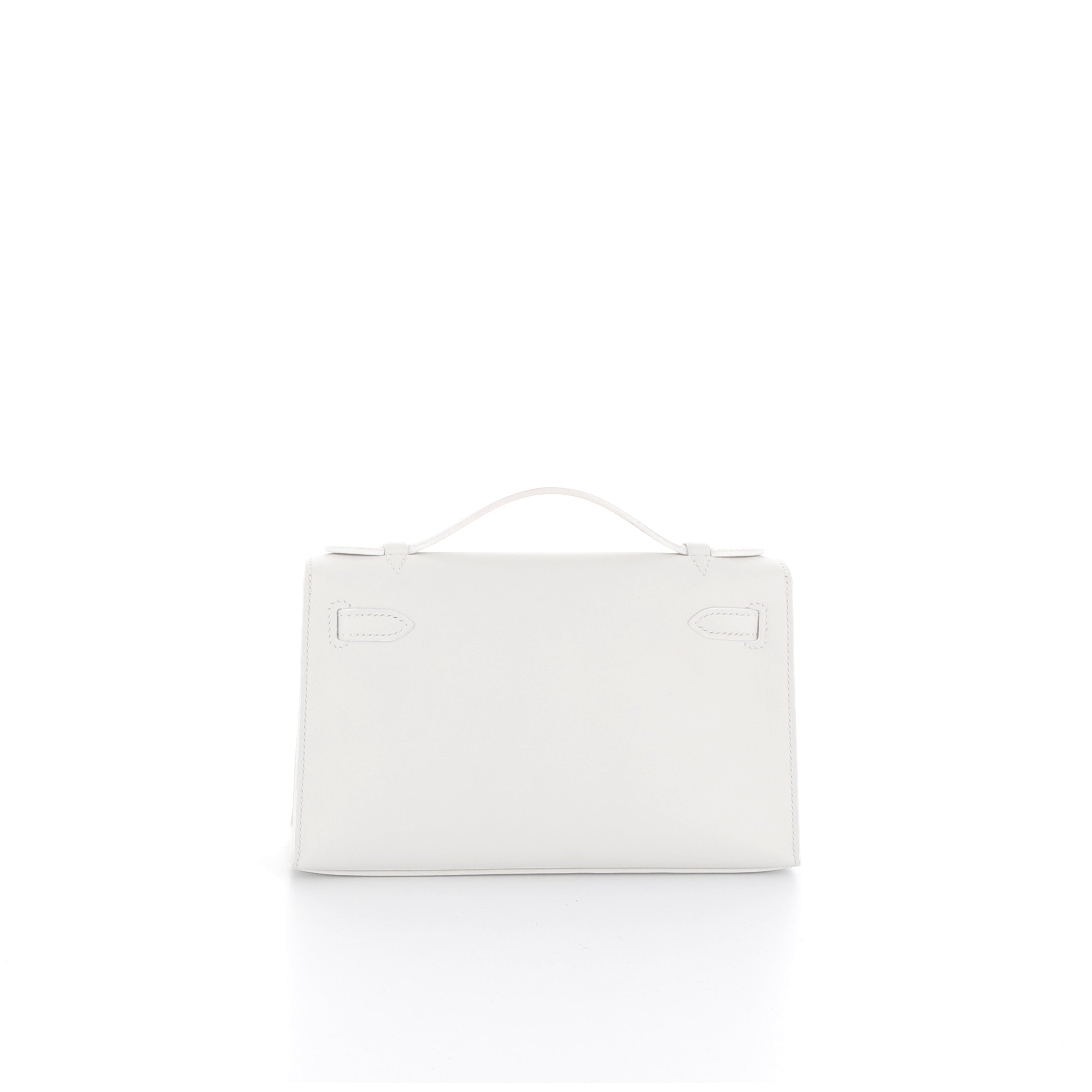 Hermès Kelly Pochette Blanc Swift with Palladium Hardware