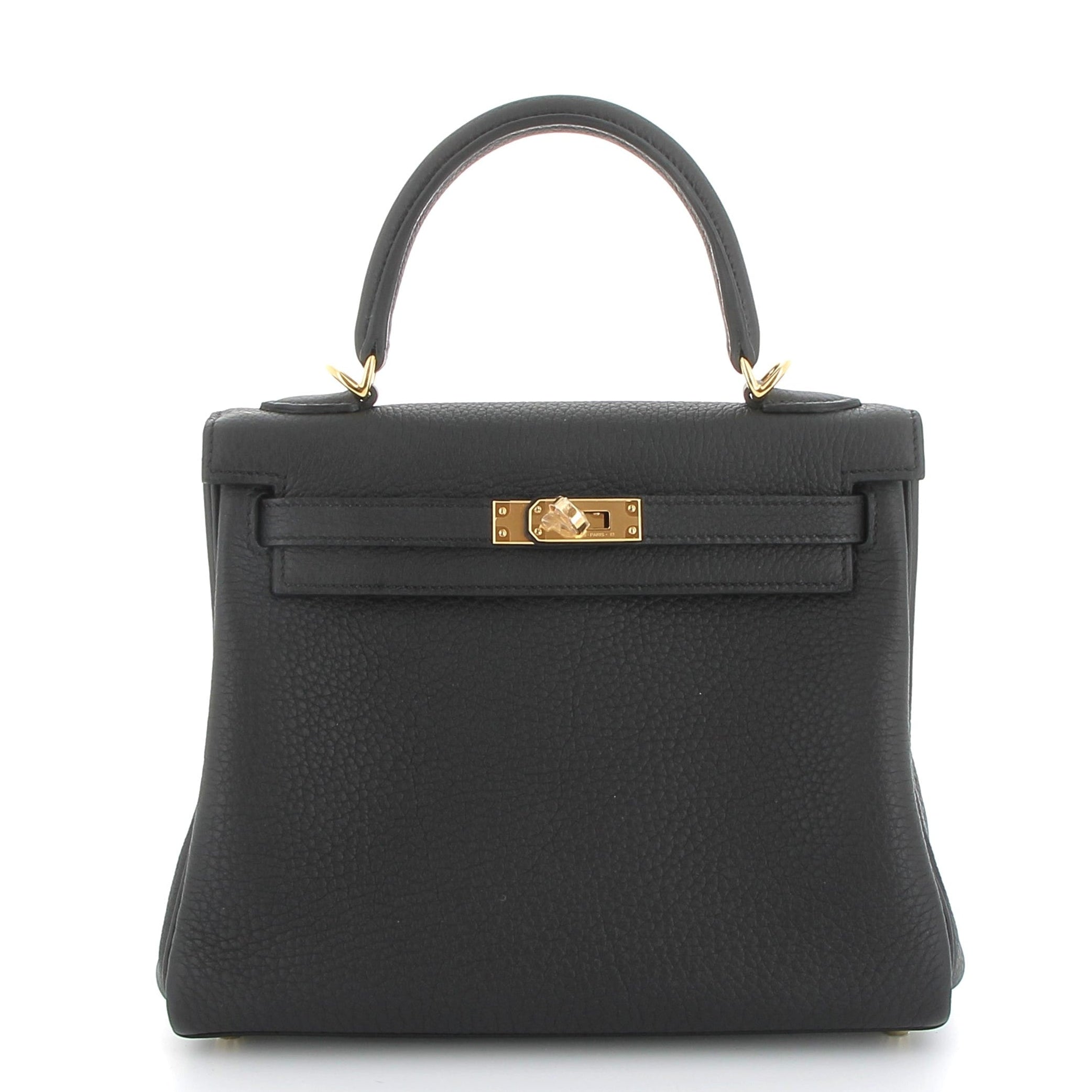 HERMES Kelly 25 Noir Togo Gold Hardware