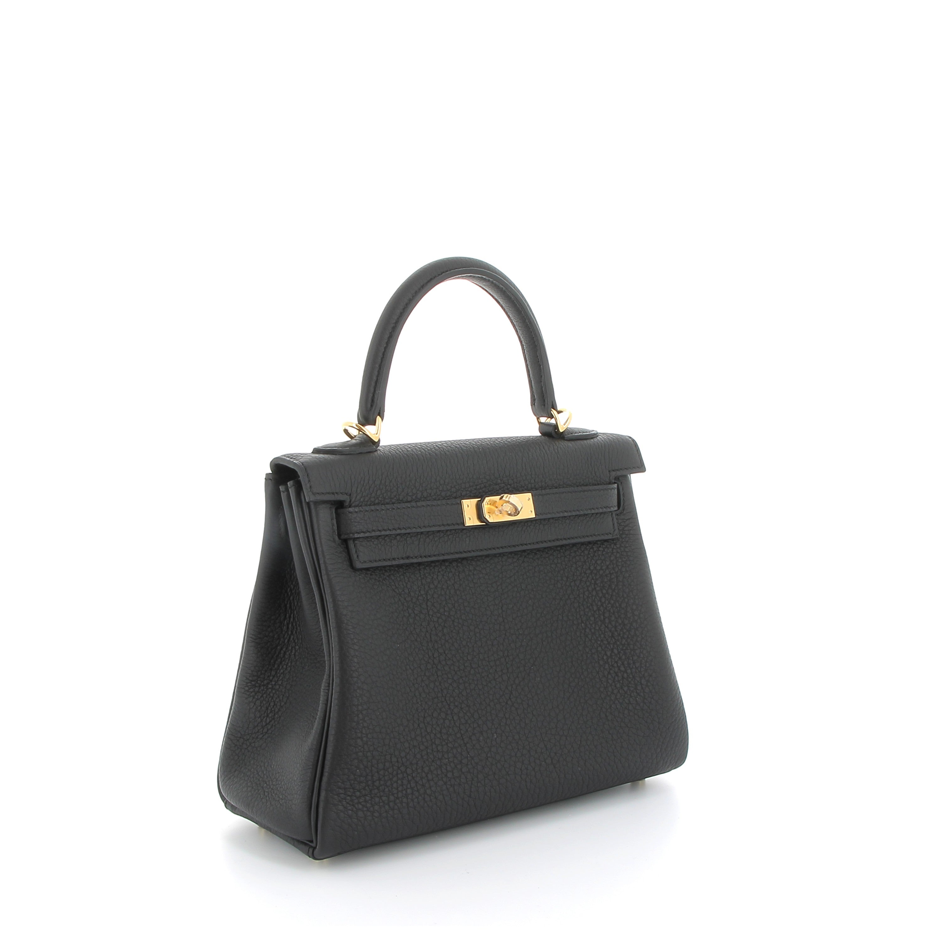 HERMES Kelly 25 Noir Togo Gold Hardware
