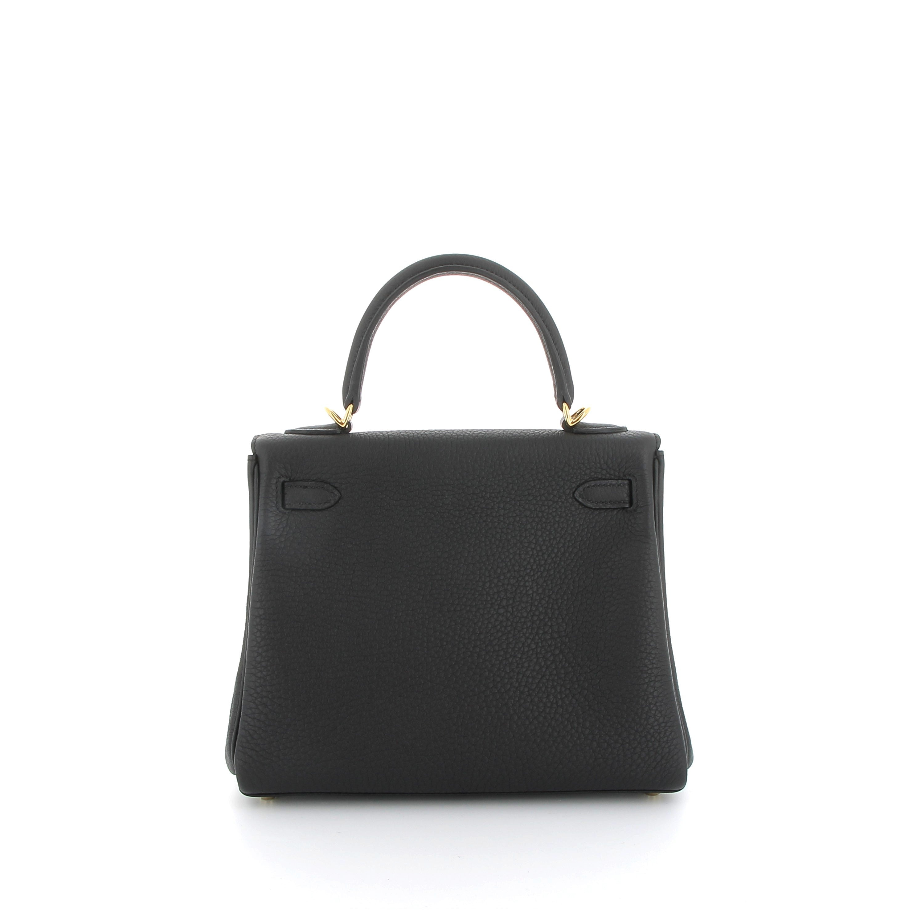 HERMES Kelly 25 Noir Togo Gold hardware (GHW)