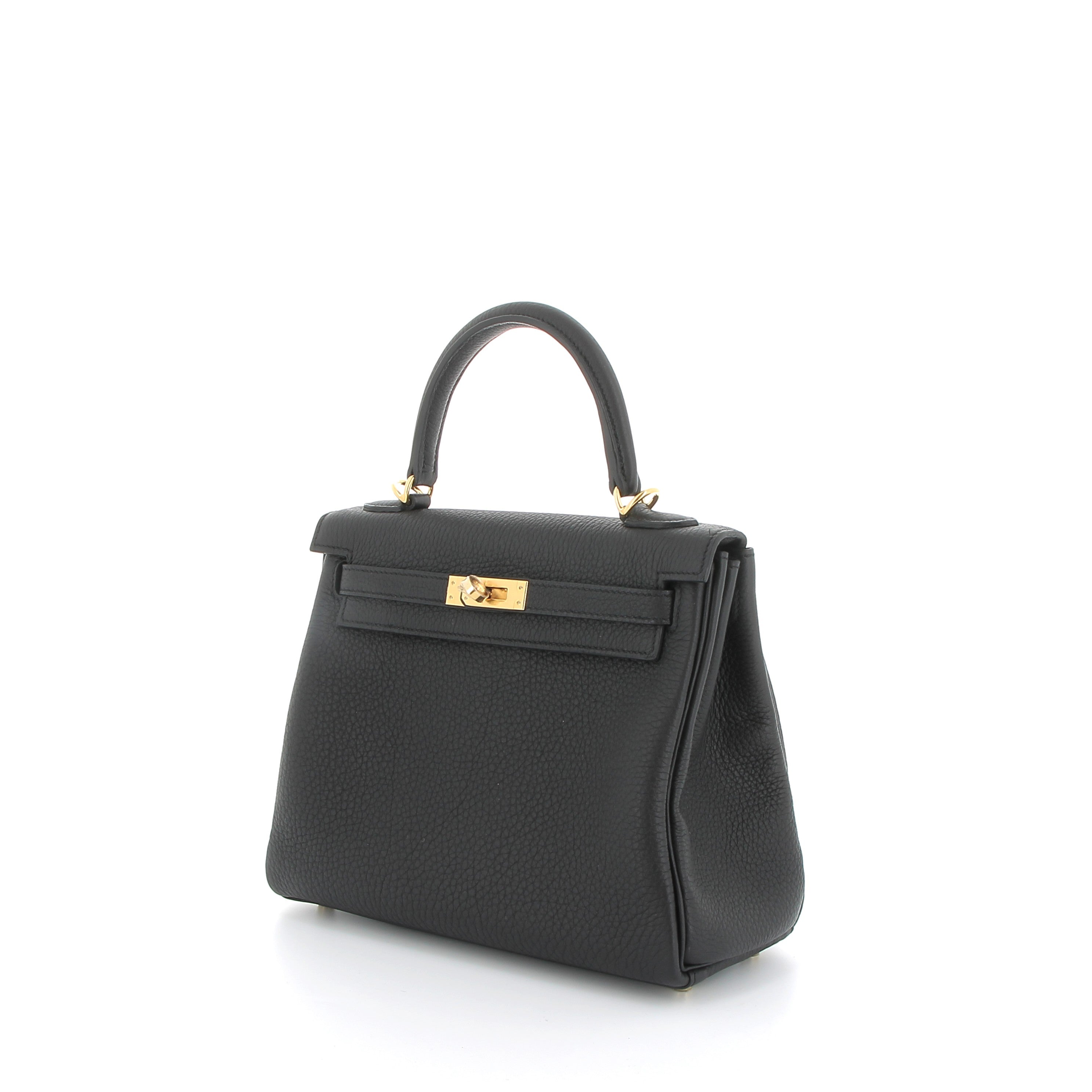 HERMES Kelly 25 Noir Togo Gold Hardware
