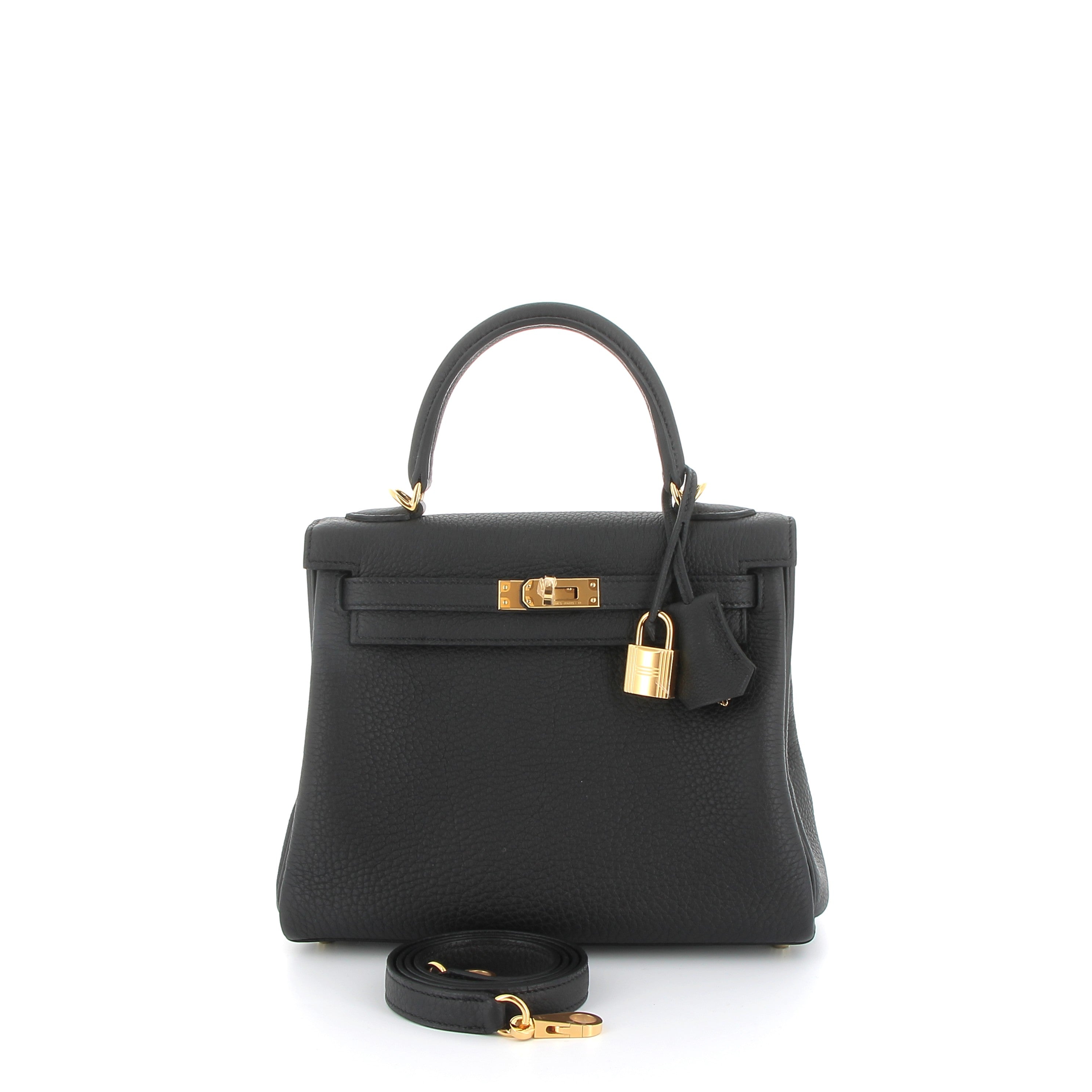 HERMES Kelly 25 Noir Togo Gold hardware (GHW)