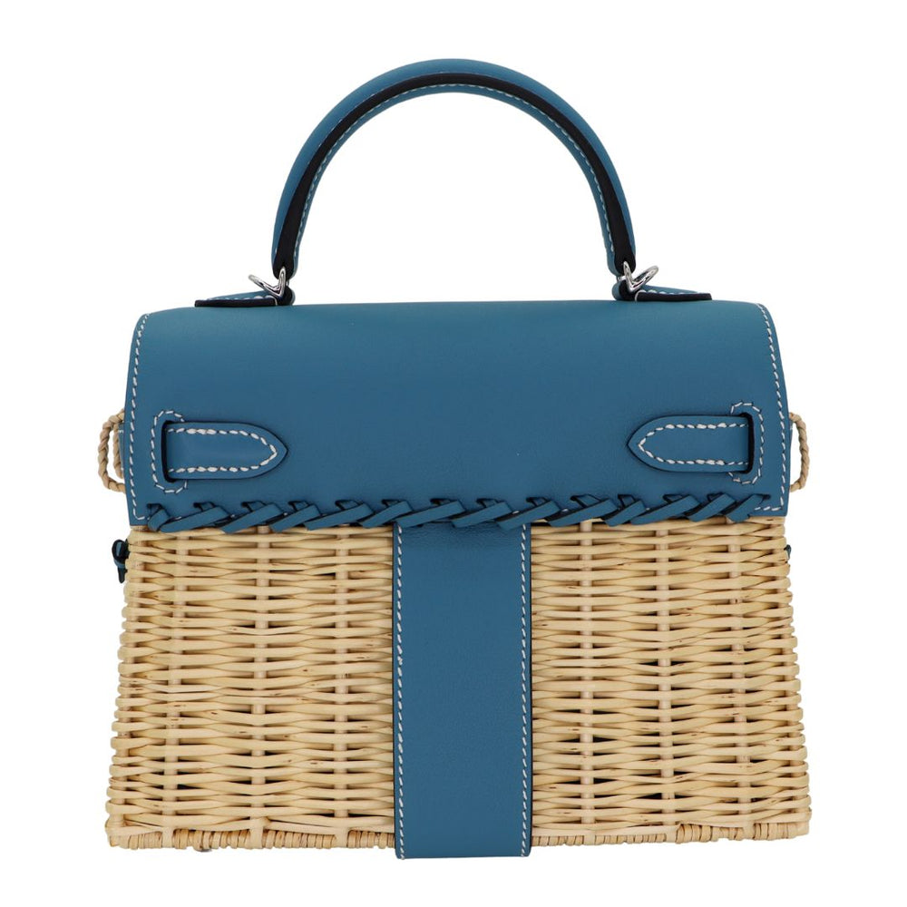HERMÈS Kelly 20 Sellier Picnic Bleu Jean Swift Palladium hardware