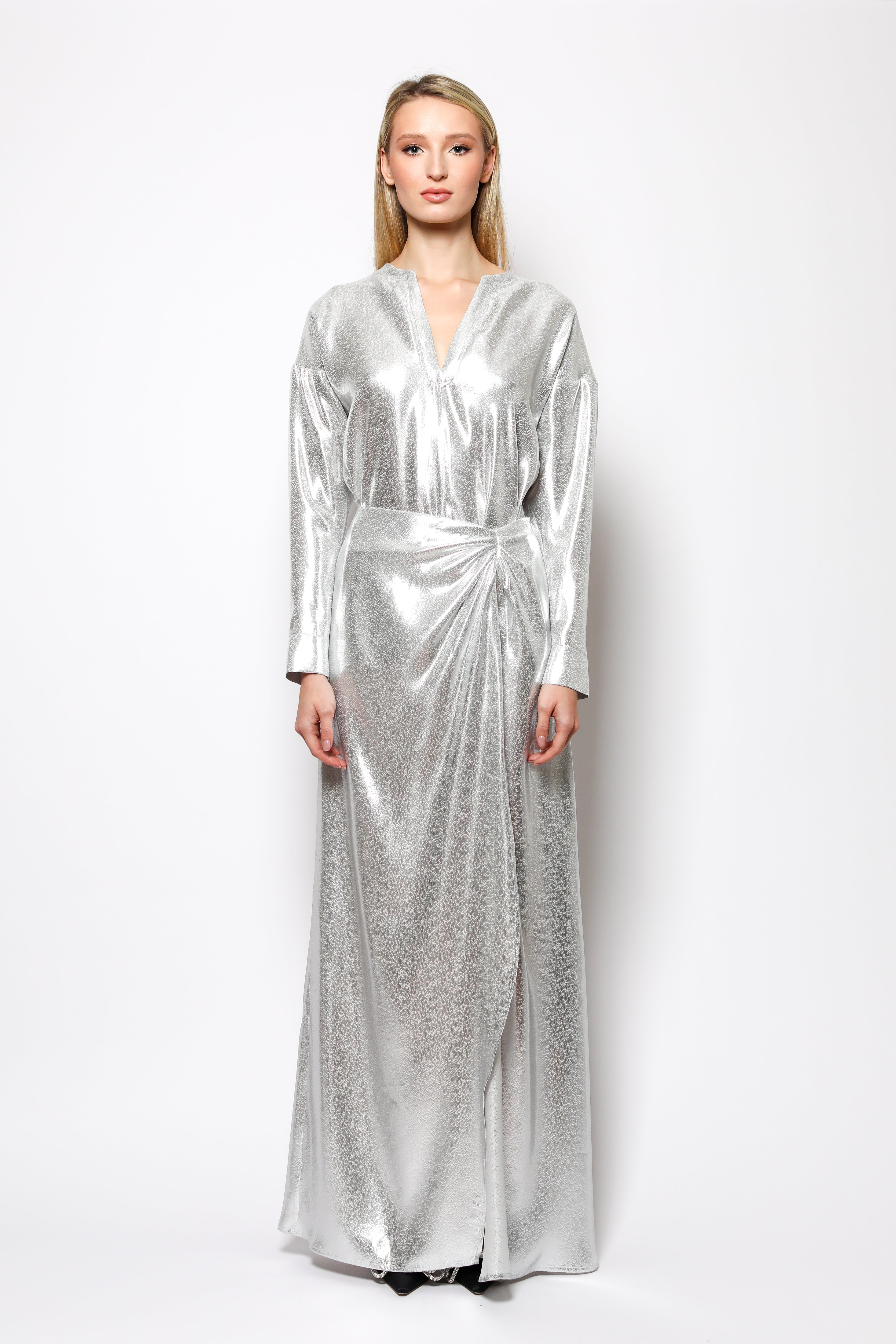 OUD Josephine Long Silk and Metal Skirt