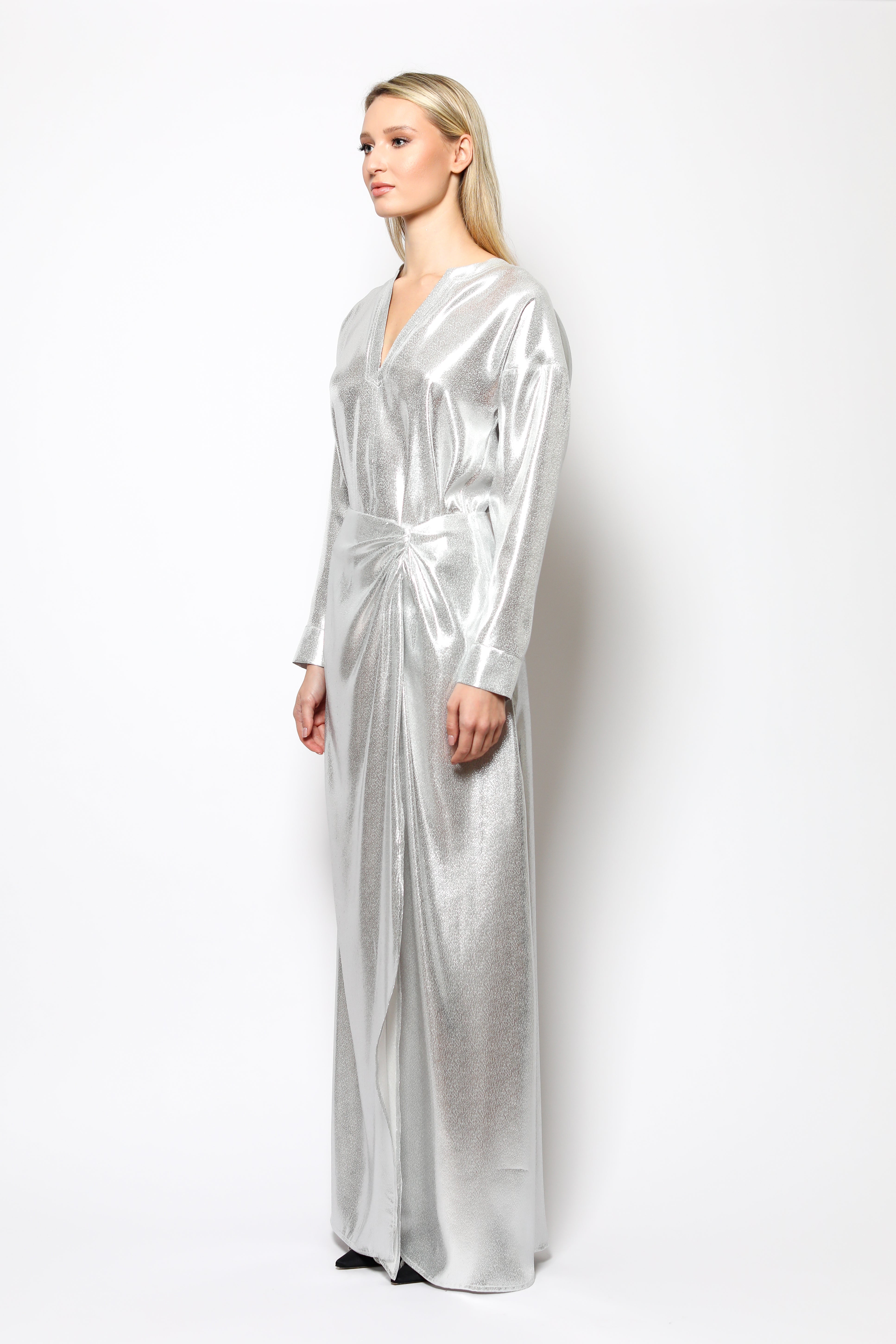 OUD Josephine Long Silk and Metal Skirt