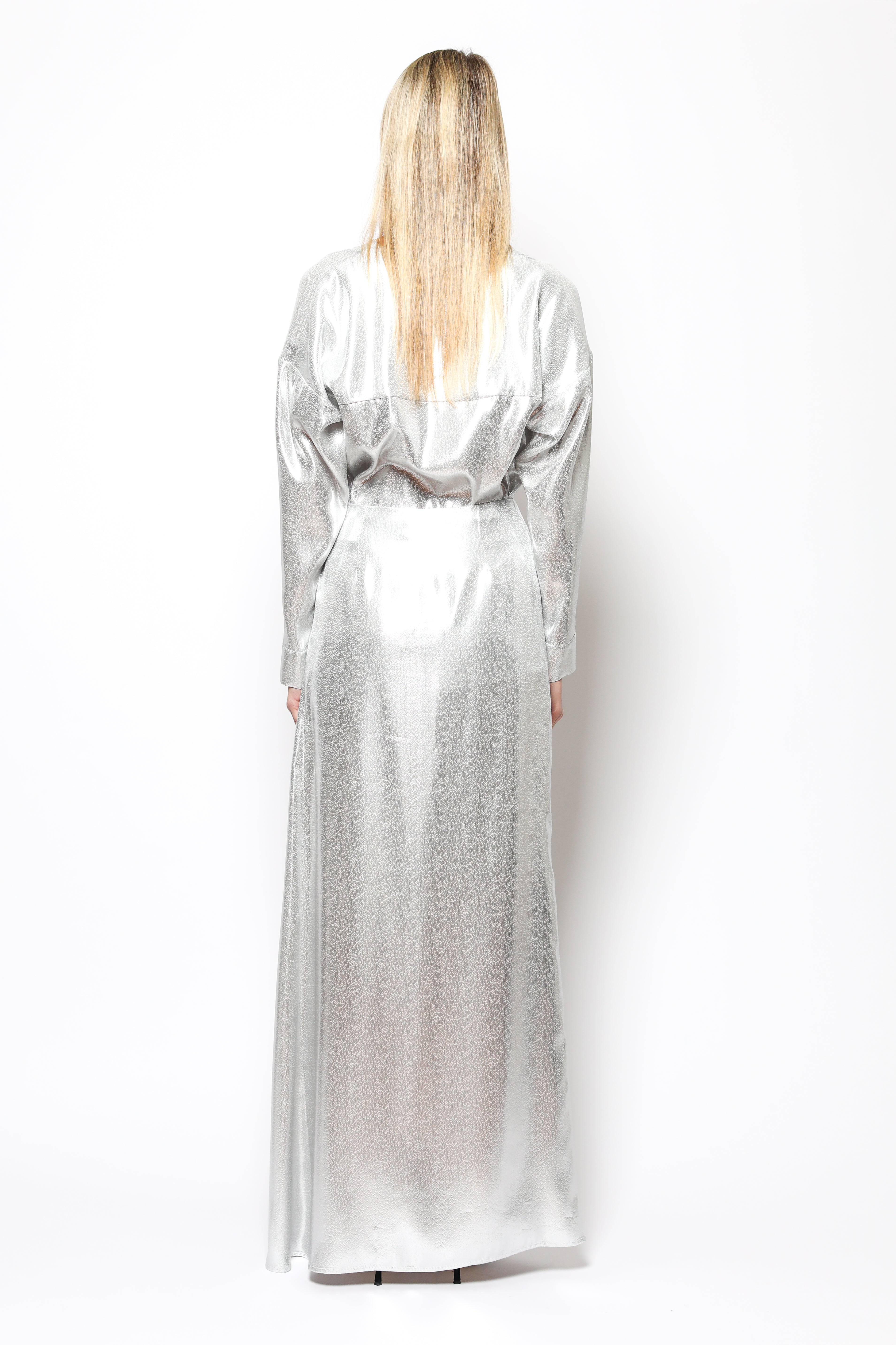 OUD Josephine Long Silk and Metal Skirt