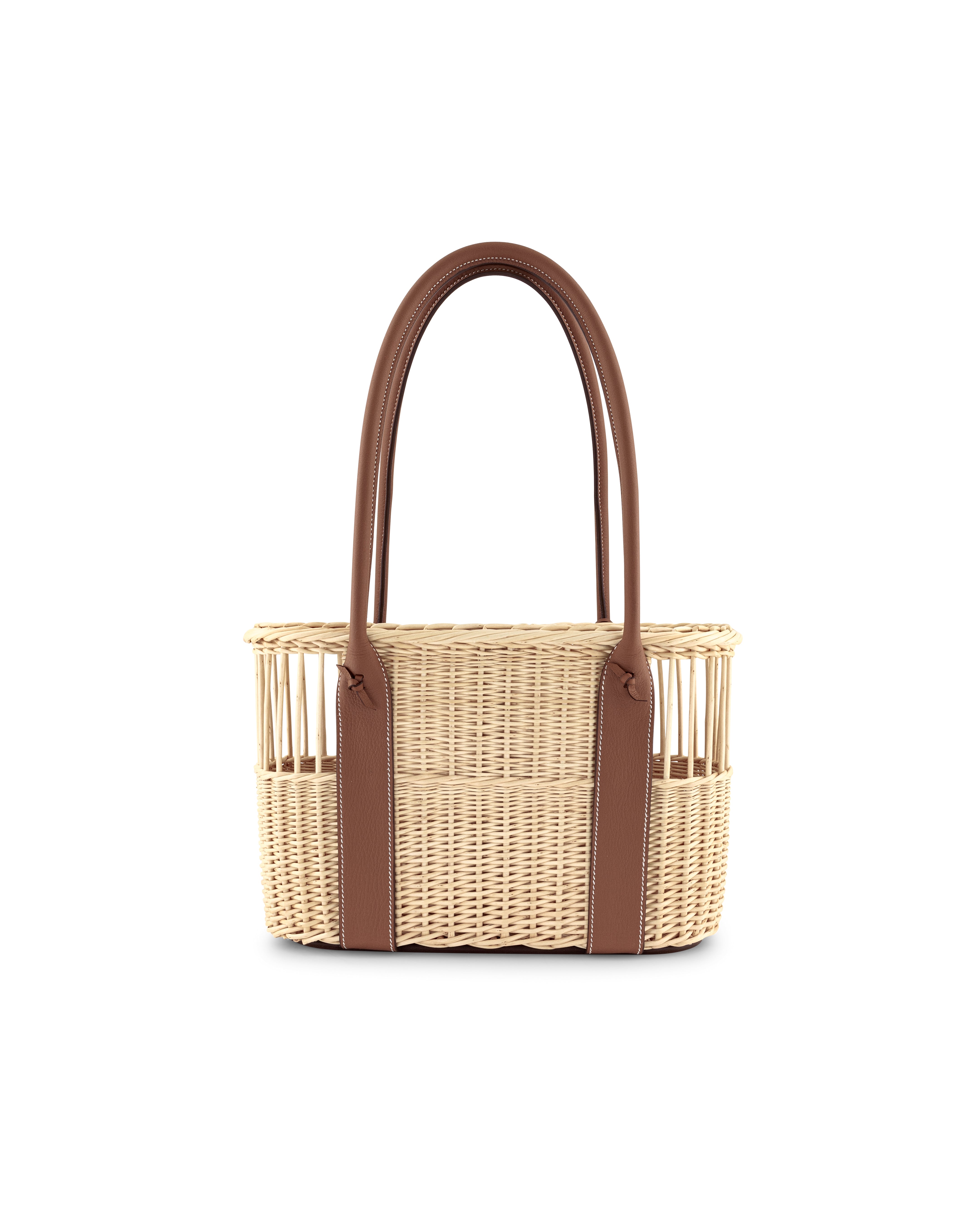 Hermès Park Bottle Basket in Wicker & Taurillion Leather