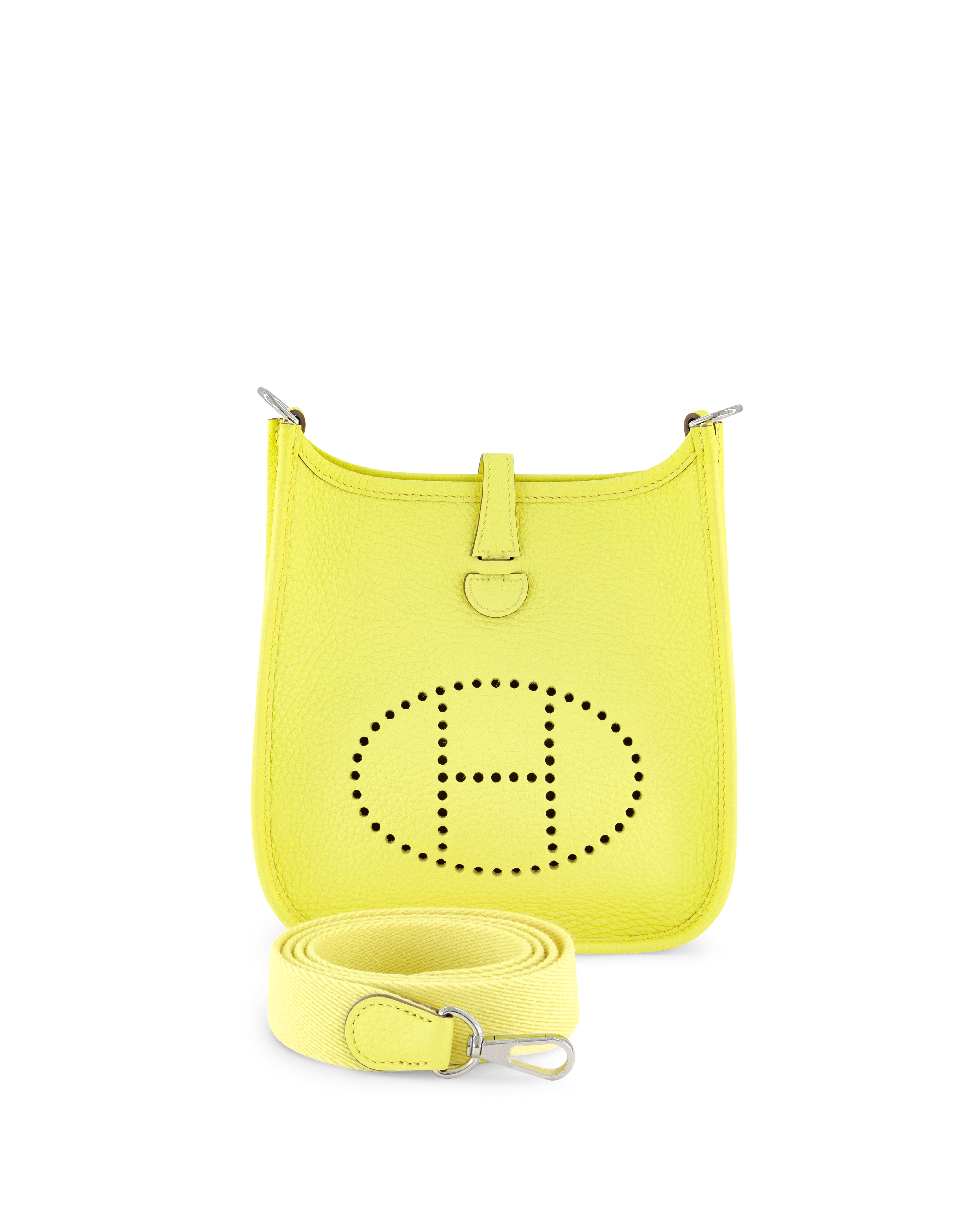Hermès Mini Evelyne 16cm in Limoncello Taurillon Clémence Leather with Palladium Hardware