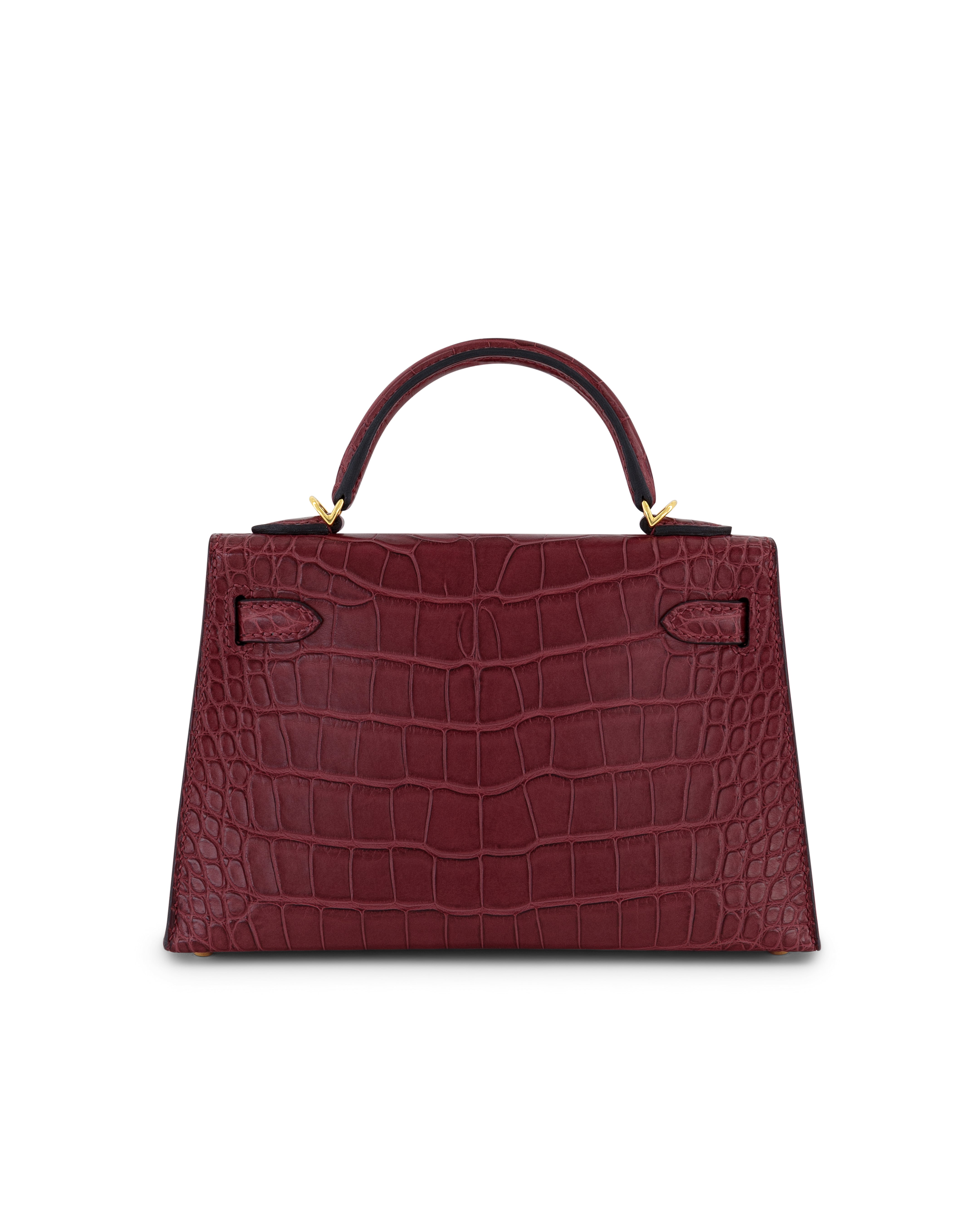 Hermès Mini Kelly 20cm in Rouge Grenate Matte Alligator Mississippiensis & Gold Hardware