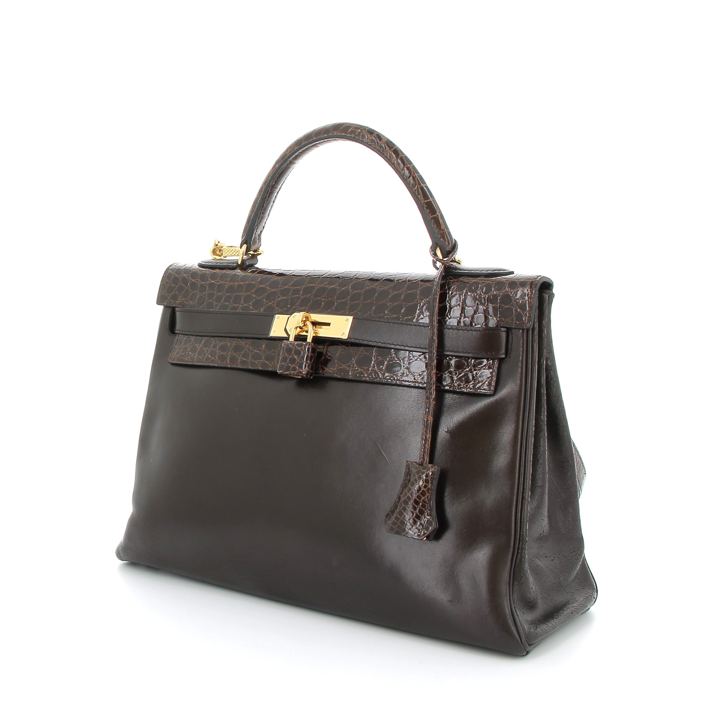 HERMÈS Preowned Kelly 32 Brown Box / Crocodile