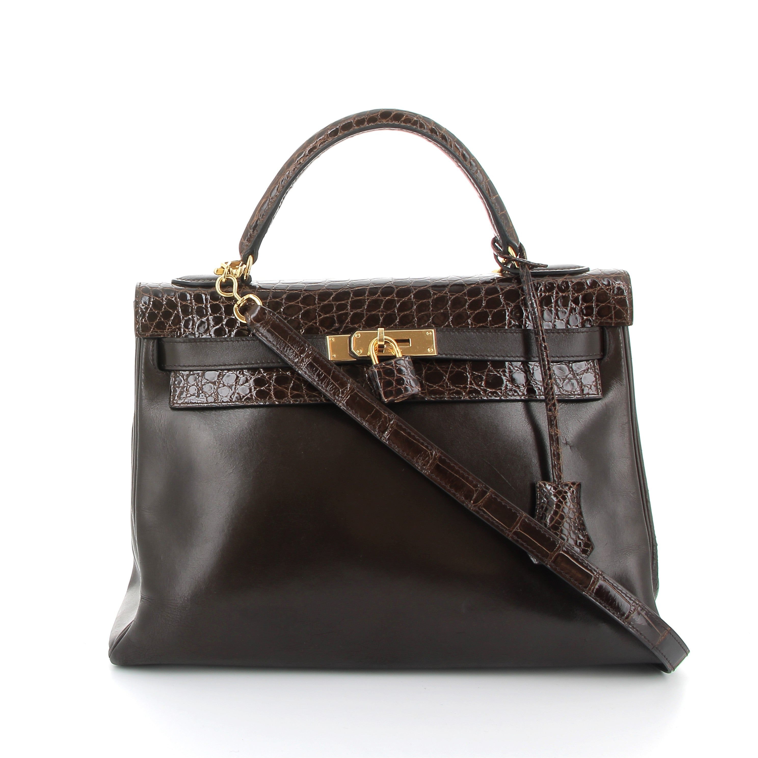 HERMÈS Preowned Kelly 32 Brown Box / Crocodile