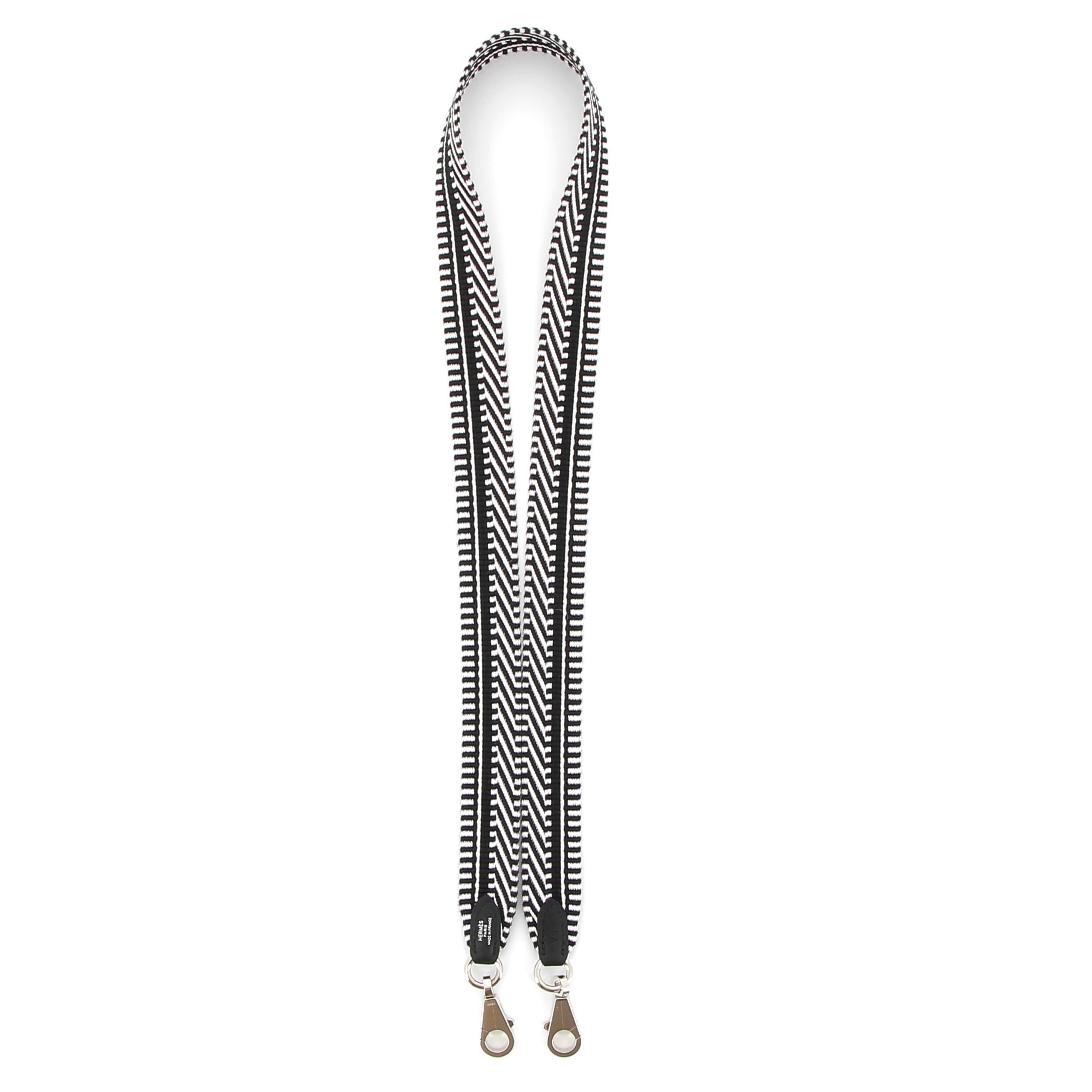 HERMES Shoulder Strap Sangle Cordage White/Black